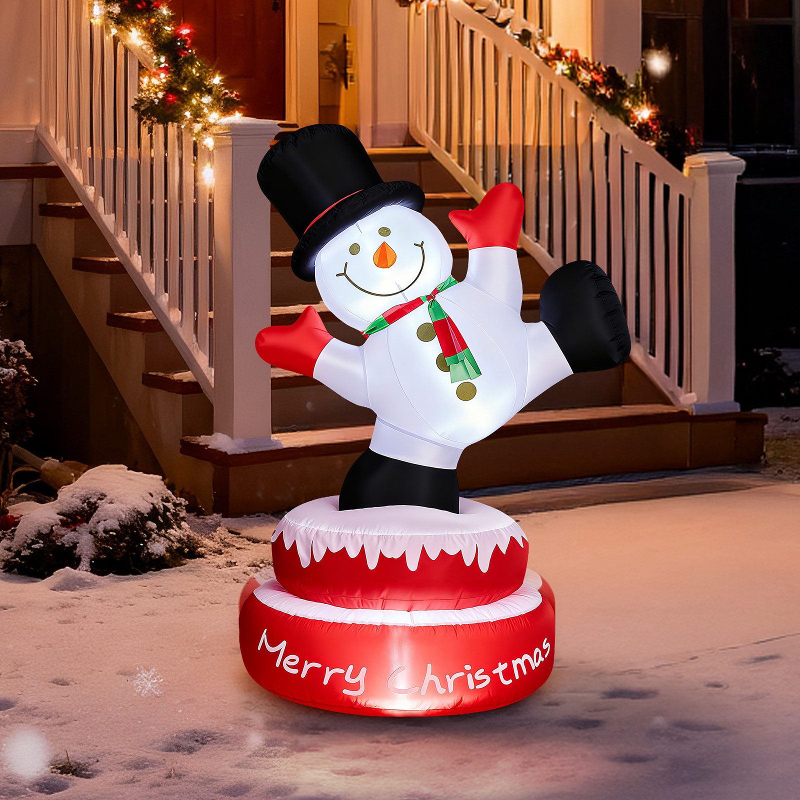 VINGLI Weihnachtsfigur Wetterfest, Weihnachtsdeko Aufblasbar für Innen & Außen, 145 cm Aufblasbarer Schneemann mit 3 LED-Lichtern, …