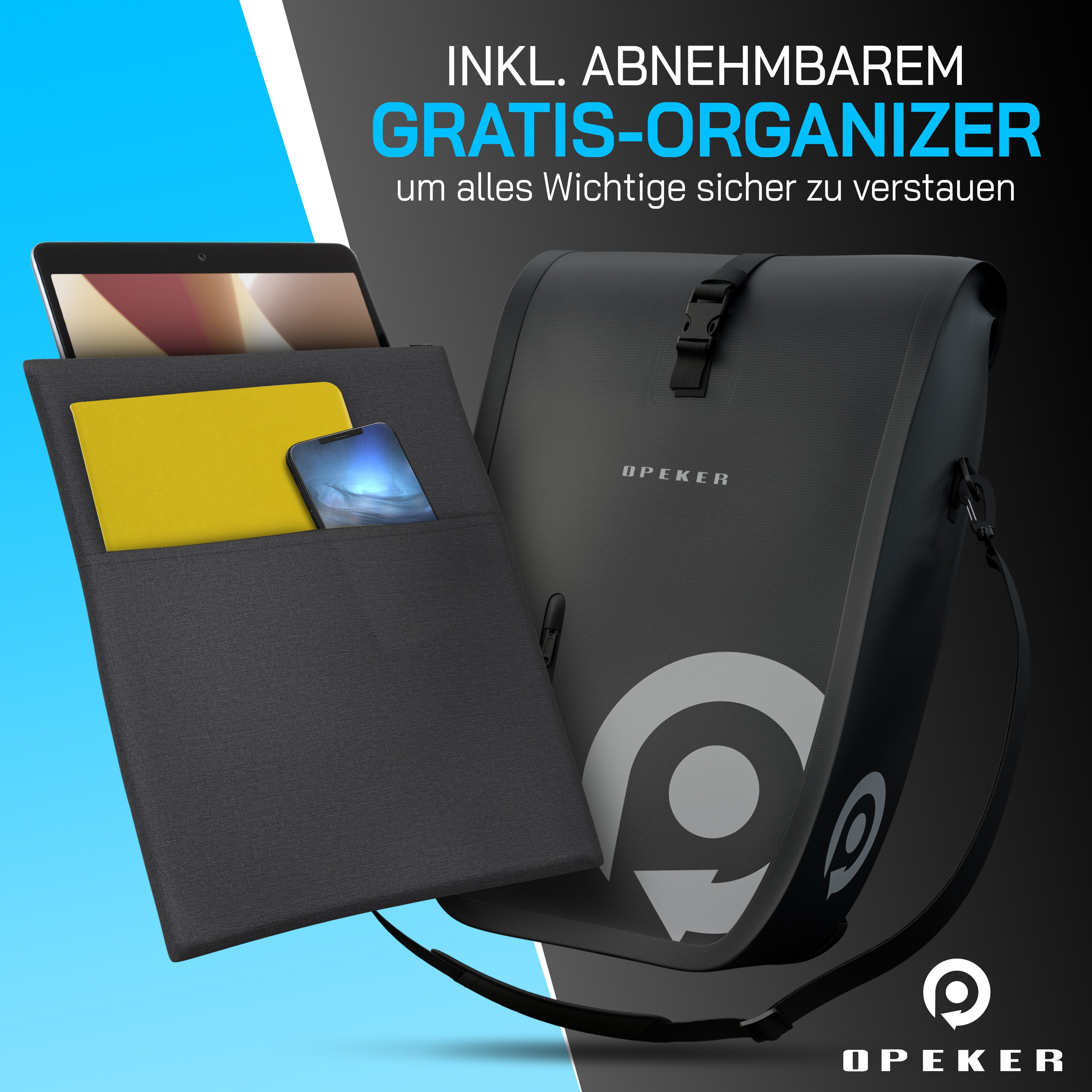 Opeker Fahrrad-Gepäckträger Universal Fahrradtasche 20L & 28L abnehmbar, wasserdicht, klick-system