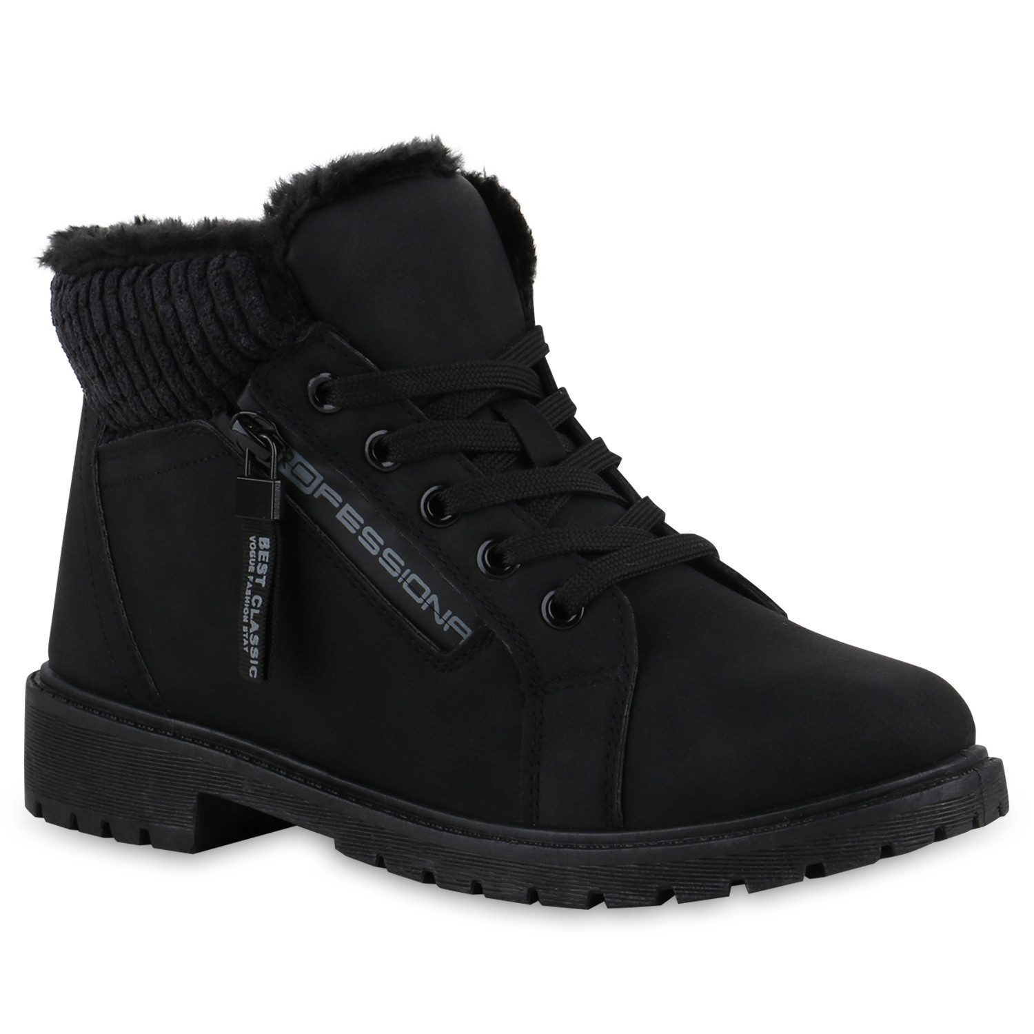 VAN HILL 841489 Stiefelette Damen Warm Gefüttert Worker Boots Stiefelette Bequem Prints