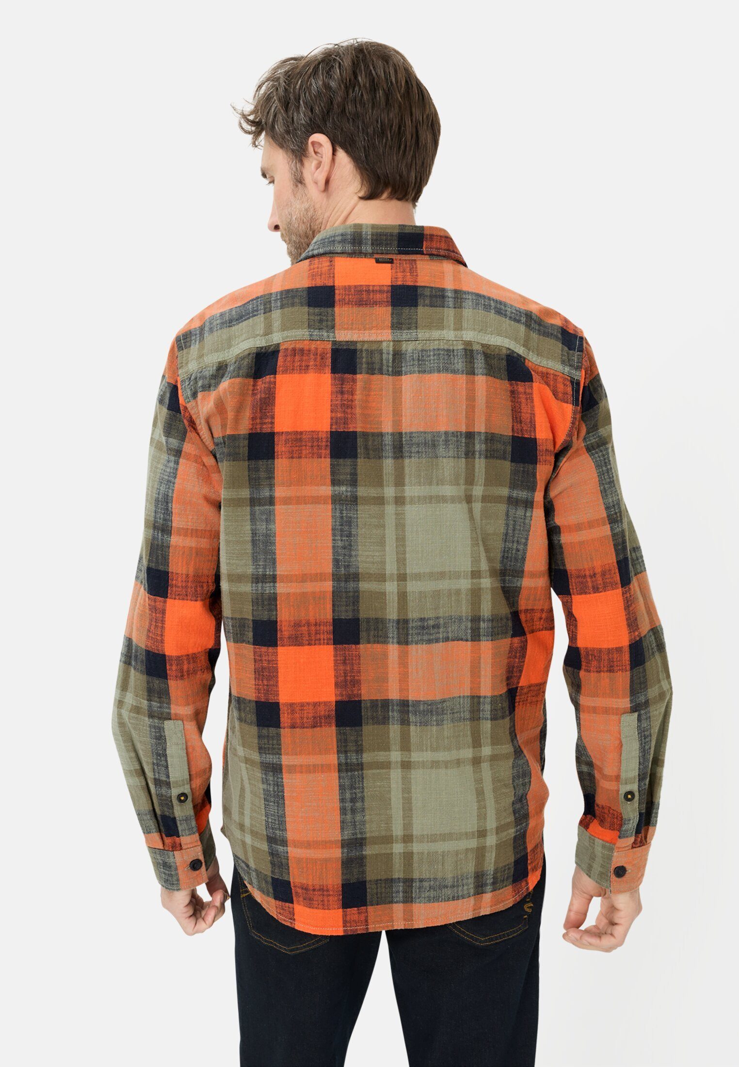 camel active Karohemd aus reiner Baumwolle Langarm Kentkragen Kentkragen günstig online kaufen