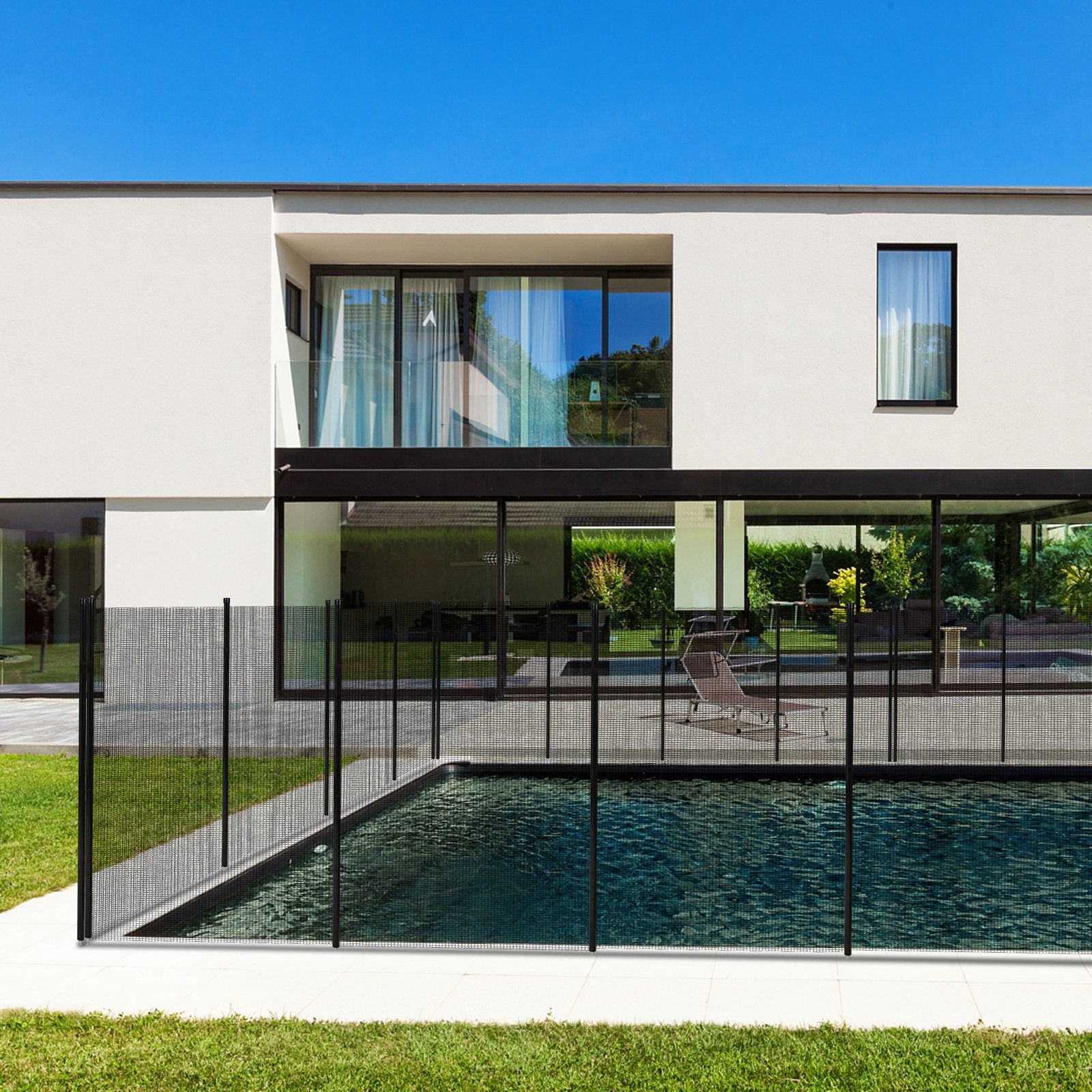 COSTWAY Pool-Sicherheitsleiter Poolschutzaun, kindersicher, 360 x 125cm