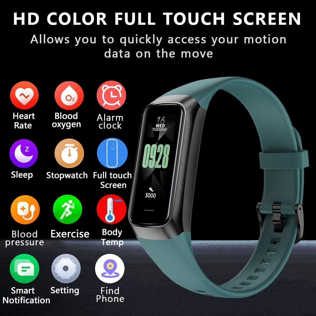 Qwyltxn Damen"s Herren"s Gesundheitsmonitor mit Herzfrequenz & Schlaftracking Smartwatch (1,10 Zoll, Android/iOS), IP68 Wasserdicht, 25+ Sportmodi & Anruf- / Benachrichtigungsfunktionen