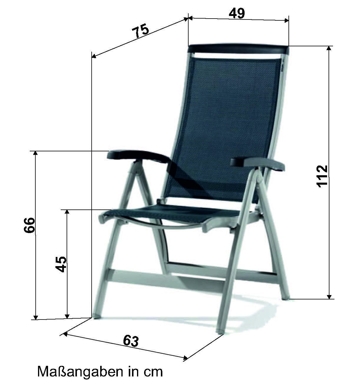 sieger Klappstuhl Royal, in Grau, Textilux®-Kunstfasergewebe - 75x112x63cm (BxHxT)