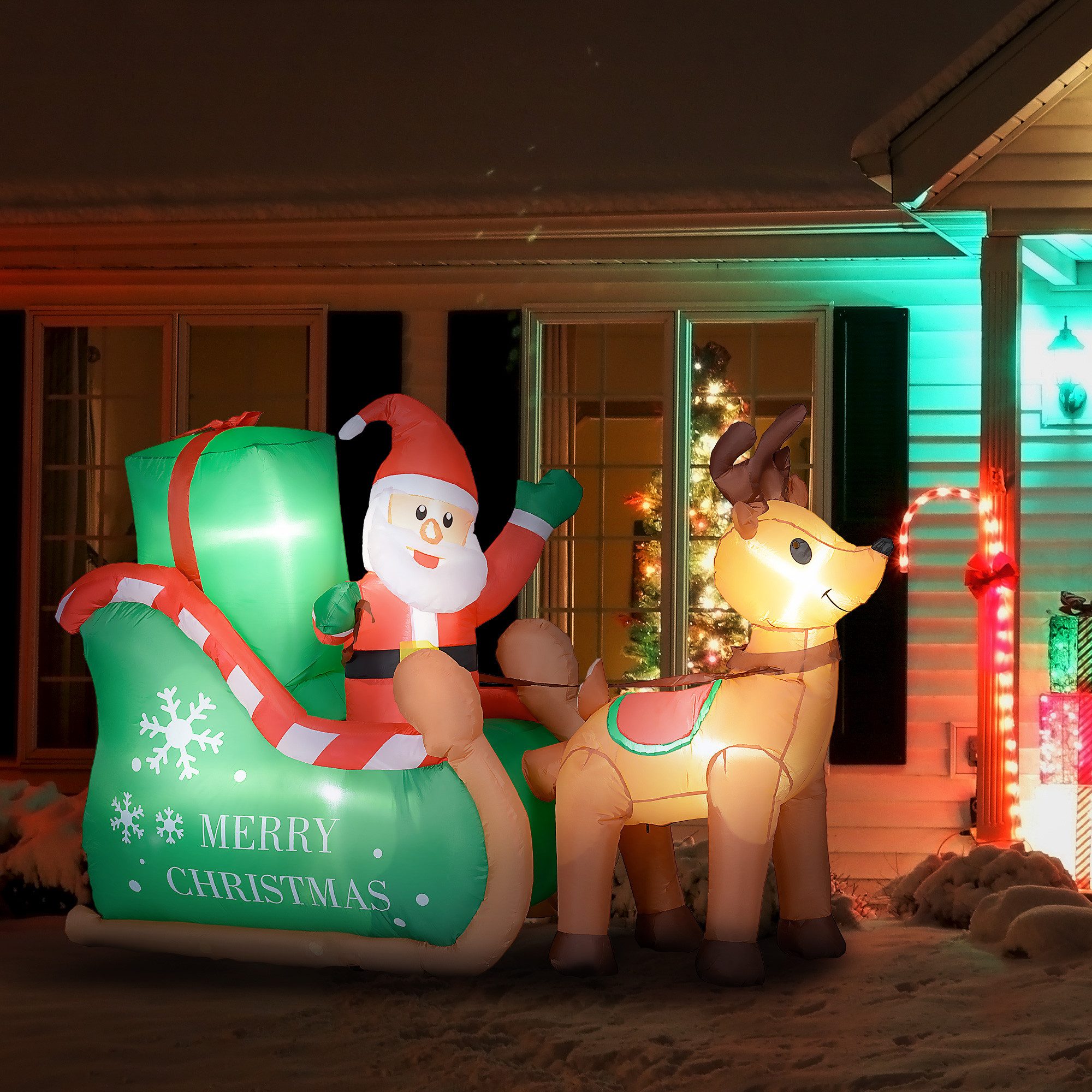 Outsunny Weihnachtsfigur Weihnachtsmann auf Schlitten mit günstig online kaufen