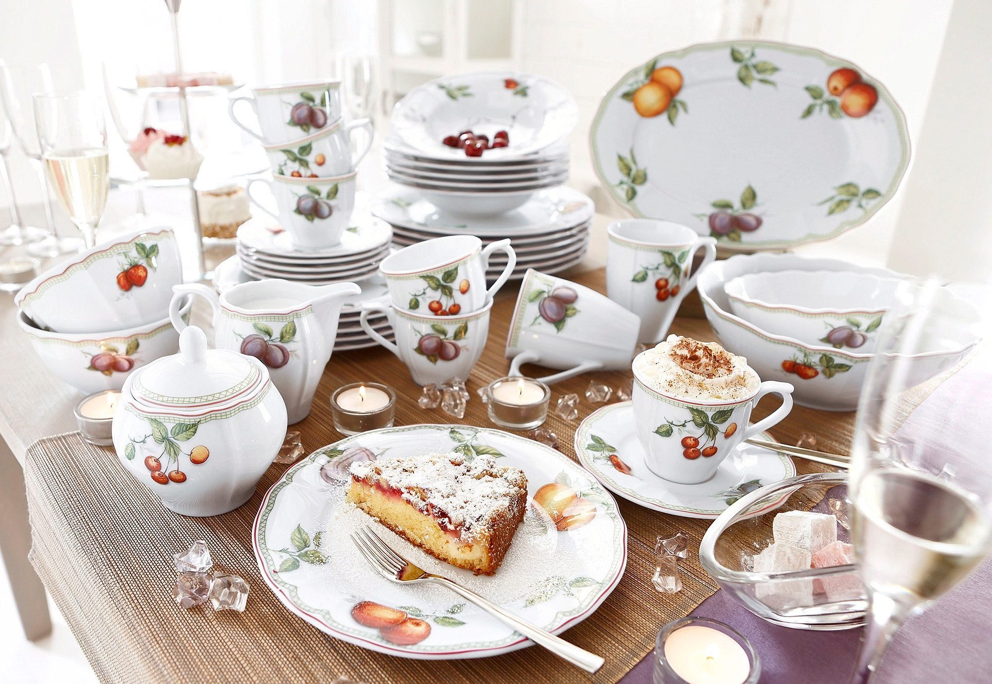 CreaTable Kombiservice Geschirr-Set Flora Orchard (30-tlg), 6 Personen, Porzellan, Service, 30 Teile, für 6 Personen