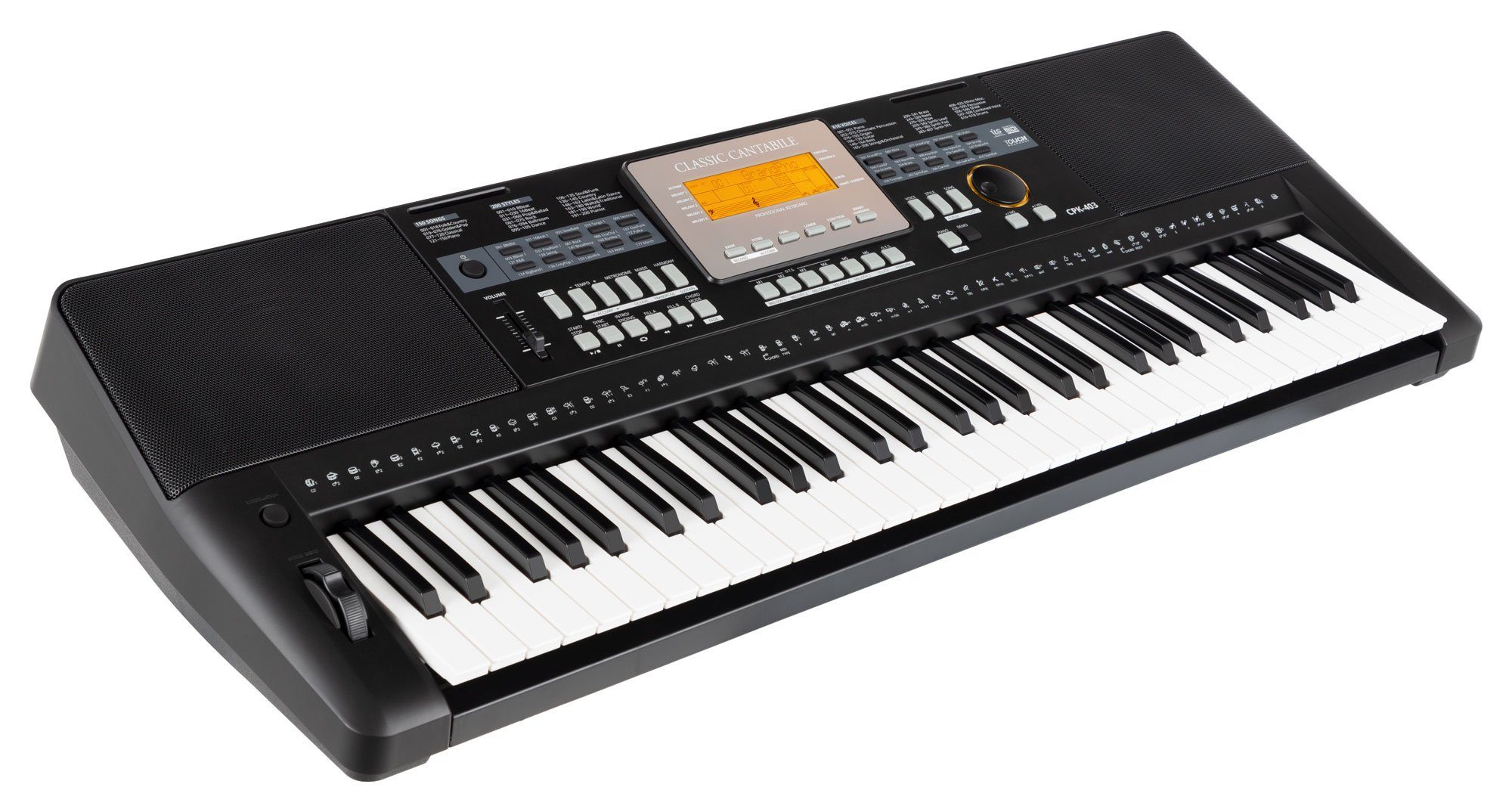 Classic Cantabile Home Keyboard CPK-403 - Arranger-Keyboard mit 61 anschlagdynamischen Tasten, 618 Klänge, USB, DSP-Klangprozessor und Begleitautomatik