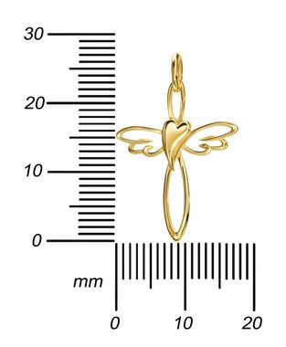 JEVELION Kreuzkette Kreuz-Anhänger 585 Gold - Made in Germany (Goldanhänger, für Damen und Herren), Mit Kette vergoldet- Länge wählbar 36 - 70 cm.