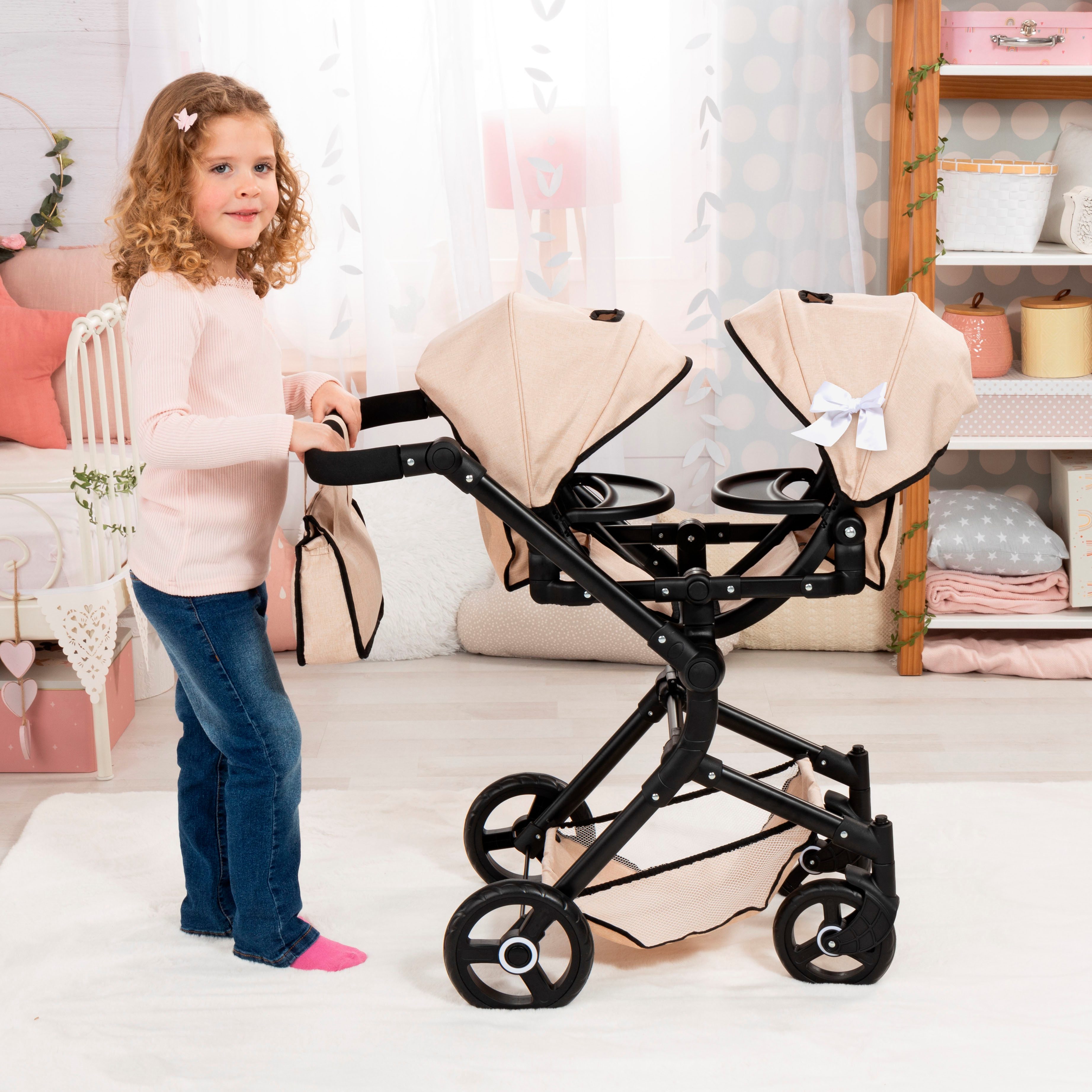 Bayer Puppen-Zwillingsbuggy Twin Neo, mit Wickeltasche