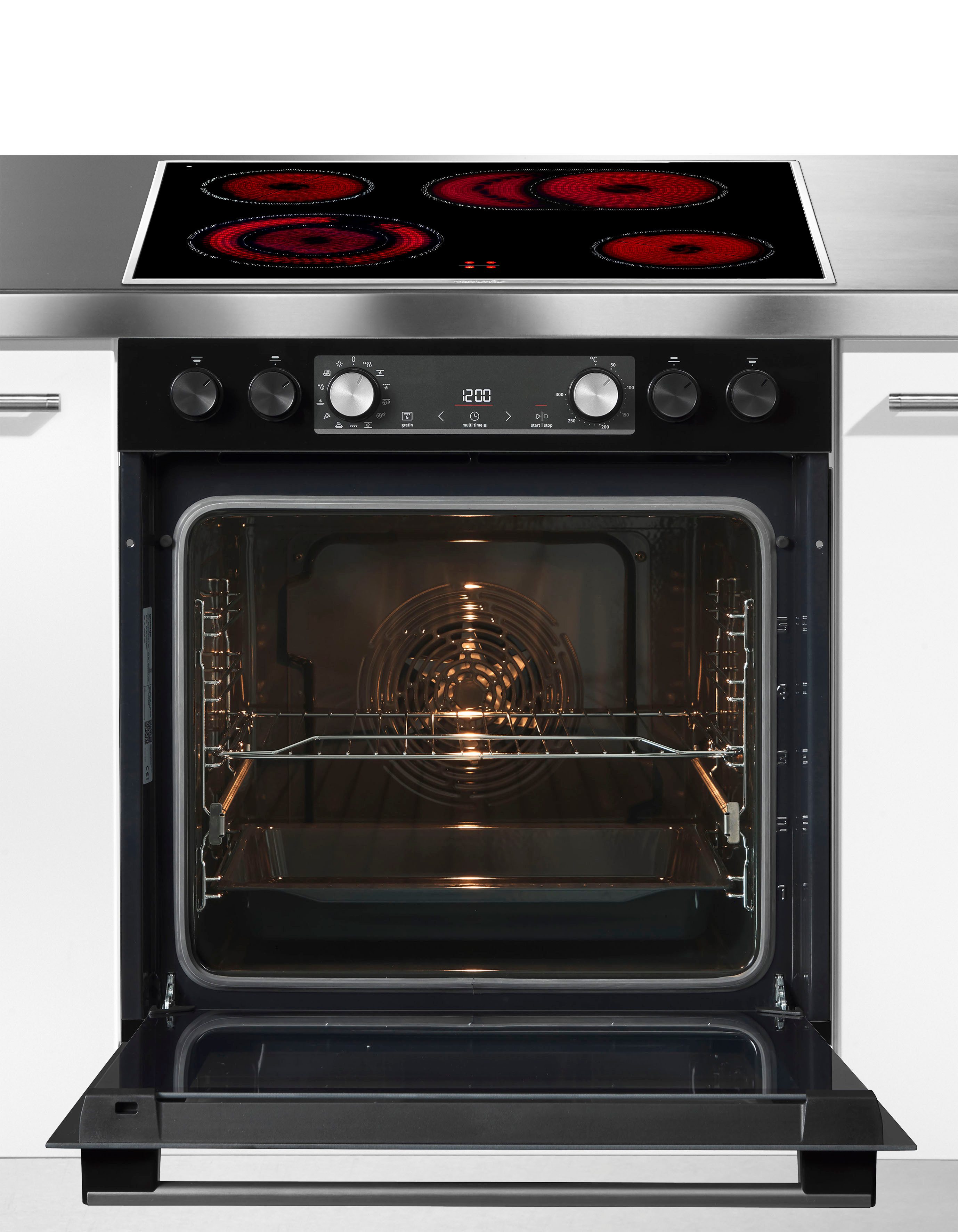 GORENJE Elektro-Herd-Set Black Set 4, mit 1-fach-Teleskopauszug, Aqua Clean