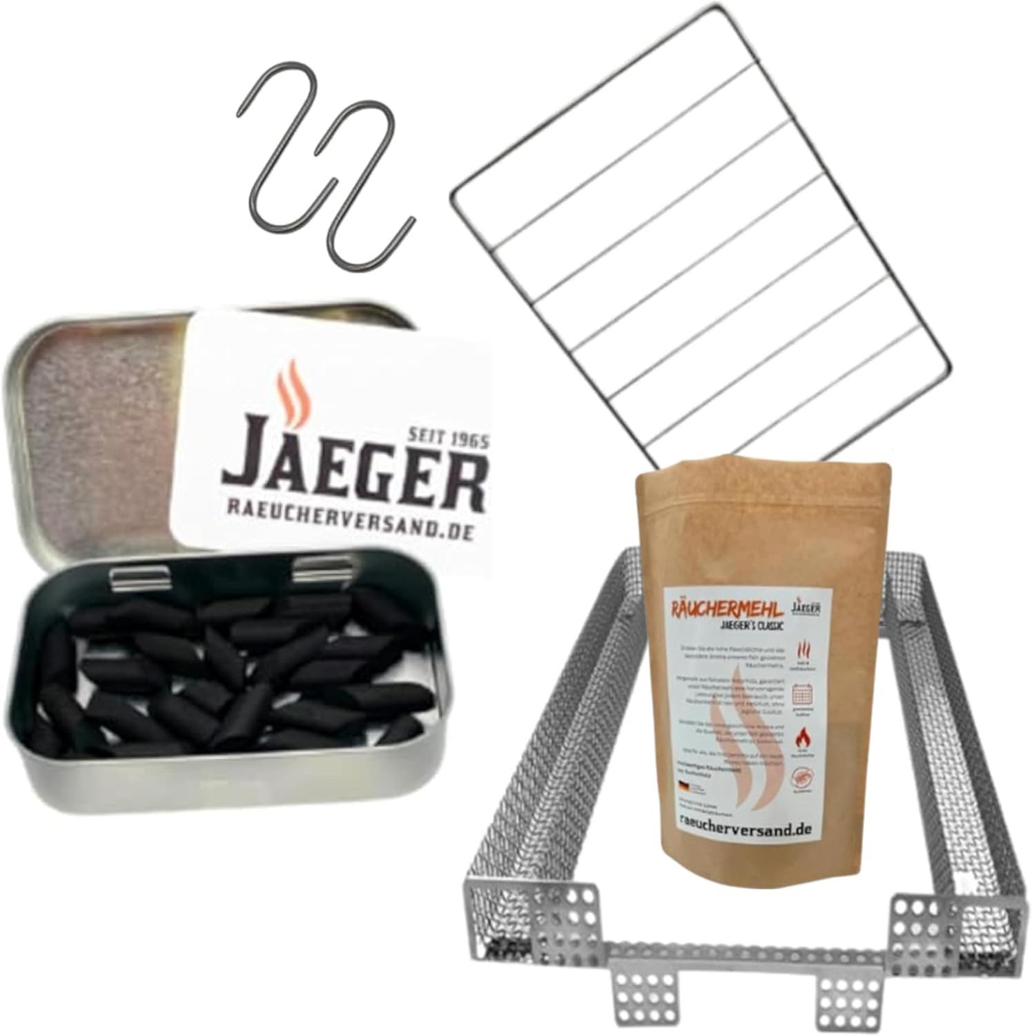 Jaeger Räuchereiprodukte Räucherspäne Räucher-Set Waidmann's Heil – Komplettset zum Wild räuchern, (38-St)