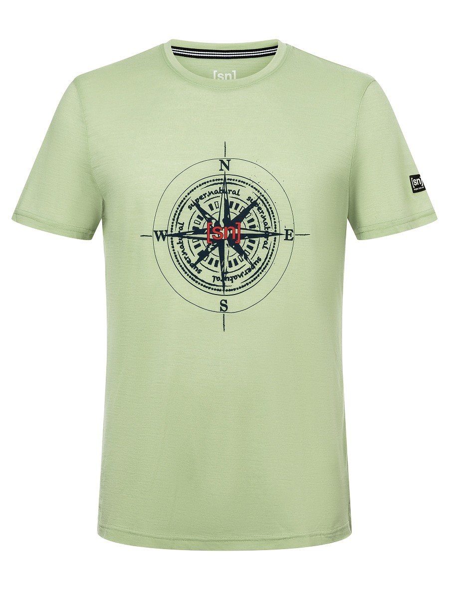 SUPER.NATURAL T-Shirt Mens Wind Rose Tee celadan green/blue iris