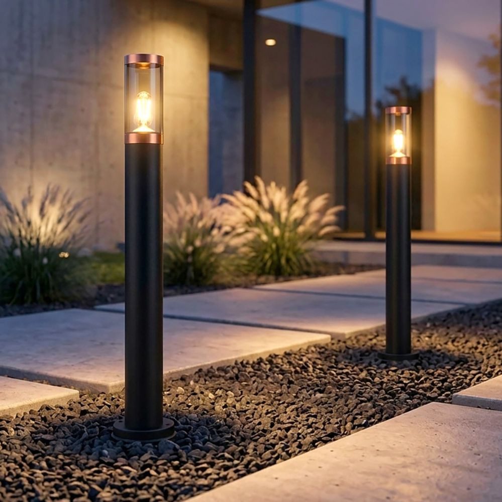 GLOBO LIGHTING LED Außen-Stehlampe, Leuchtmittel inklusive, Warmweiß, 2er Set LED Außen Stehlampe Garten Außenleuchte Wegeleuchte schwarz