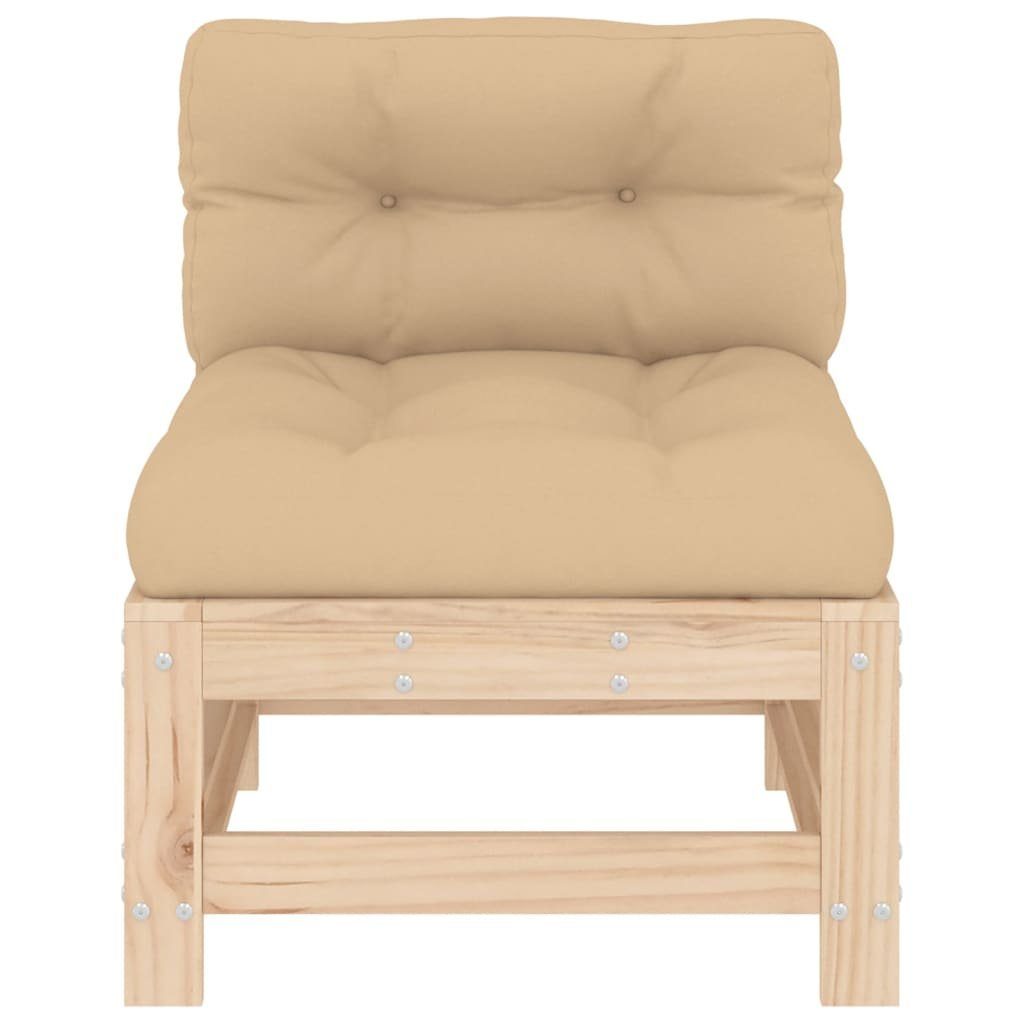 vidaXL Sofaelement Mittelsofa mit Kissen Massivholz Kiefer (1 St)