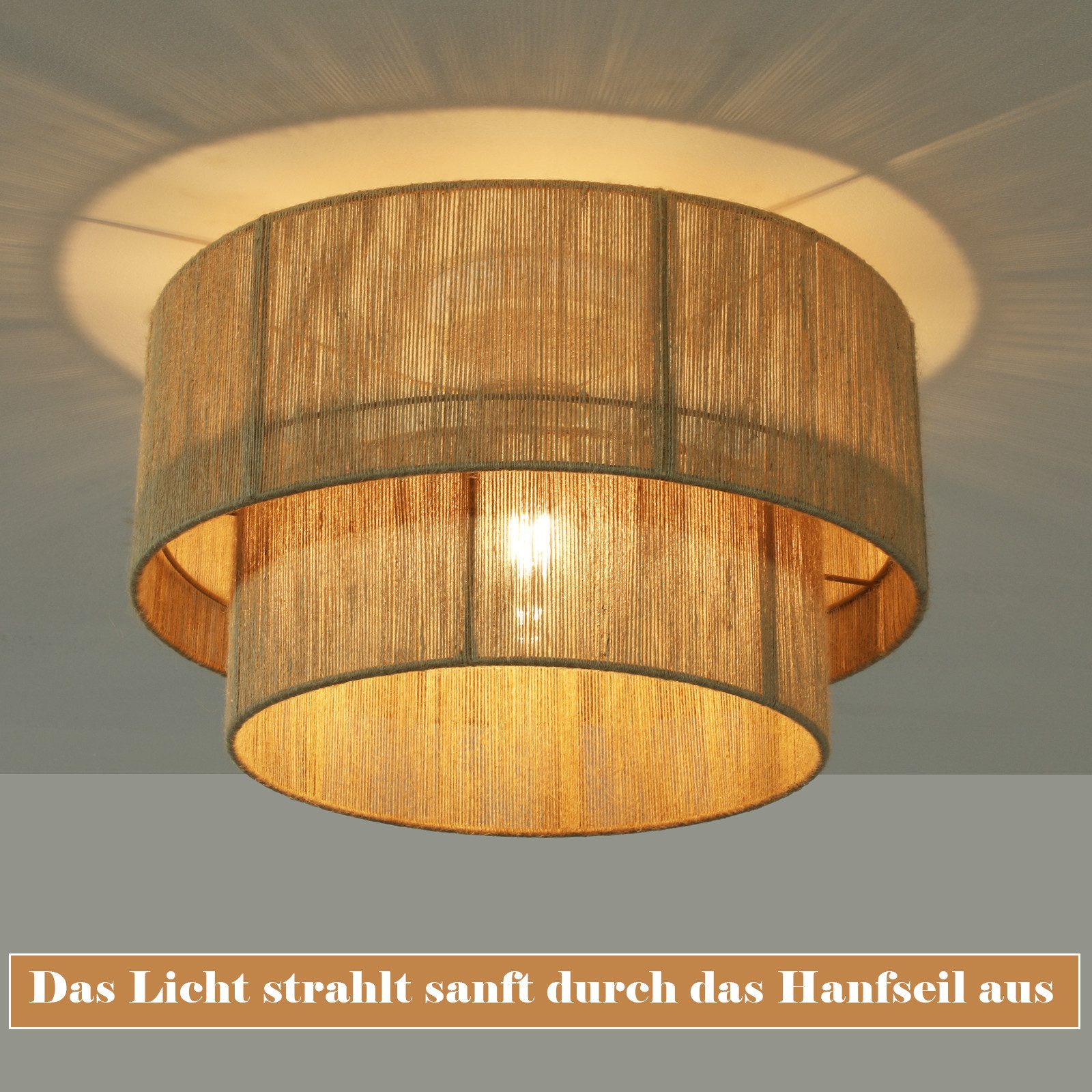 ZMH Deckenleuchte Boho Deckenlampe Schlafzimmer: Ø40cm Vintage, ohne Leuchtmittel