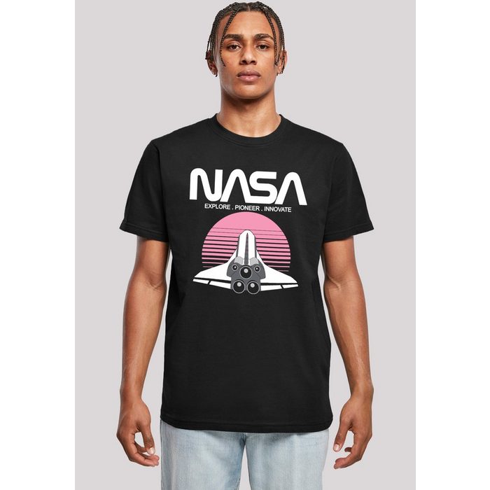 F4NT4STIC T-Shirt NASA Space Shuttle Sunset Herren Premium Merch Regular-Fit Basic Bedruckt