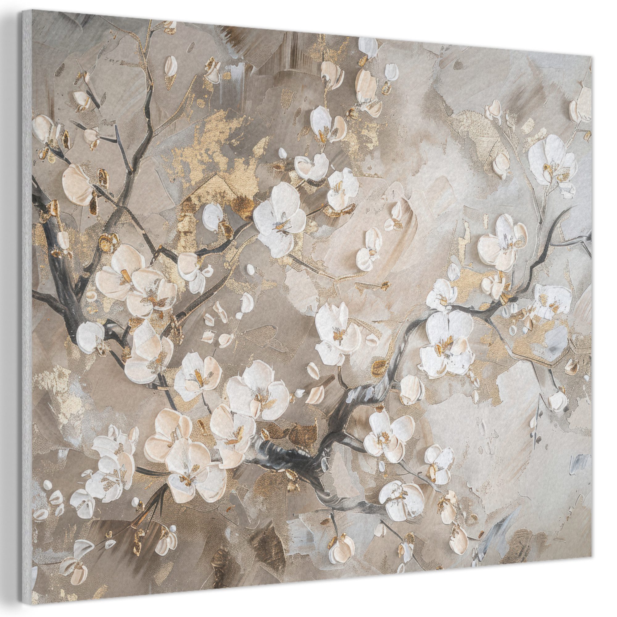 MuchoWow Gemälde Blumen - Weiß - günstig online kaufen