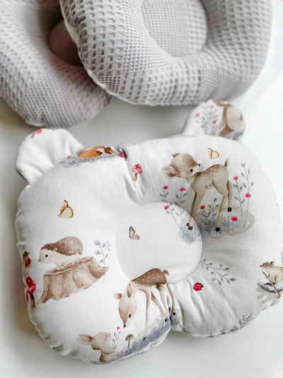 Baby Fancyroom Babykissen Ergonomisches Babykissen mit Kopfmulde gegen Plattkopf, beidseitig, 100% Baumwollstoffe