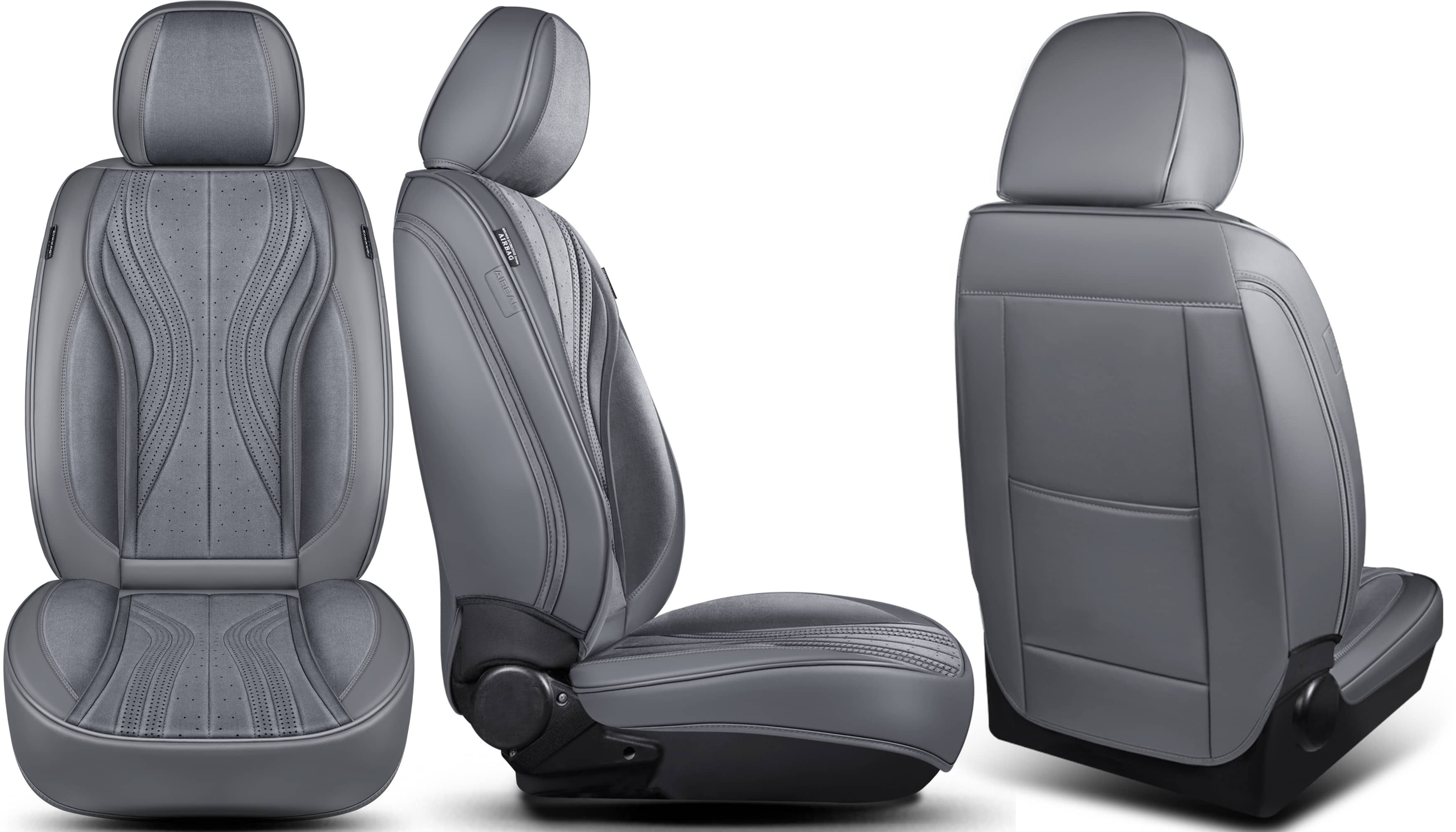 BREMER SITZBEZÜGE Autositzbezug für Fiat Stilo Bj 2001-08 (M5), Set, Schonbezüge Sitzbezüge Fahrer und Beifahrer, in Grau