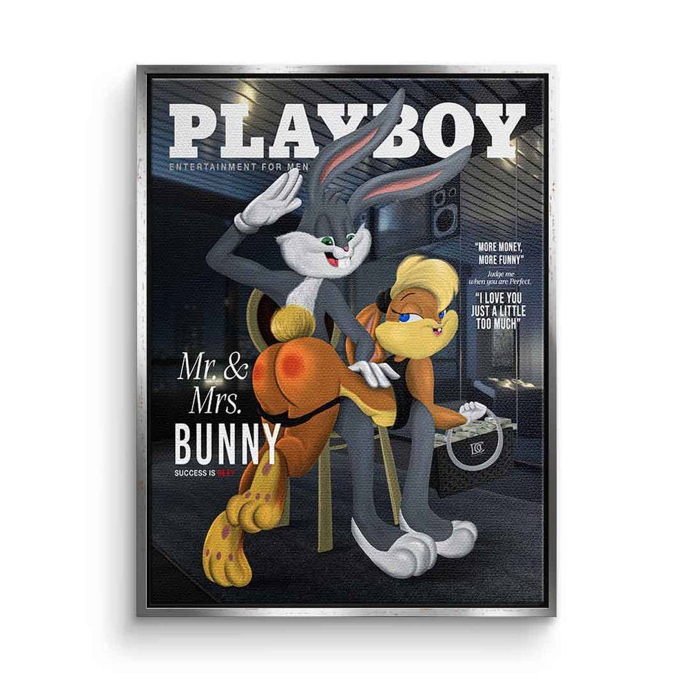 DOTCOMCANVAS® Leinwandbild Playboy Bunny, Leinwandbild Playboy Bugs Bunny Lola Bunny Comic Cartoon sexy schwarz
