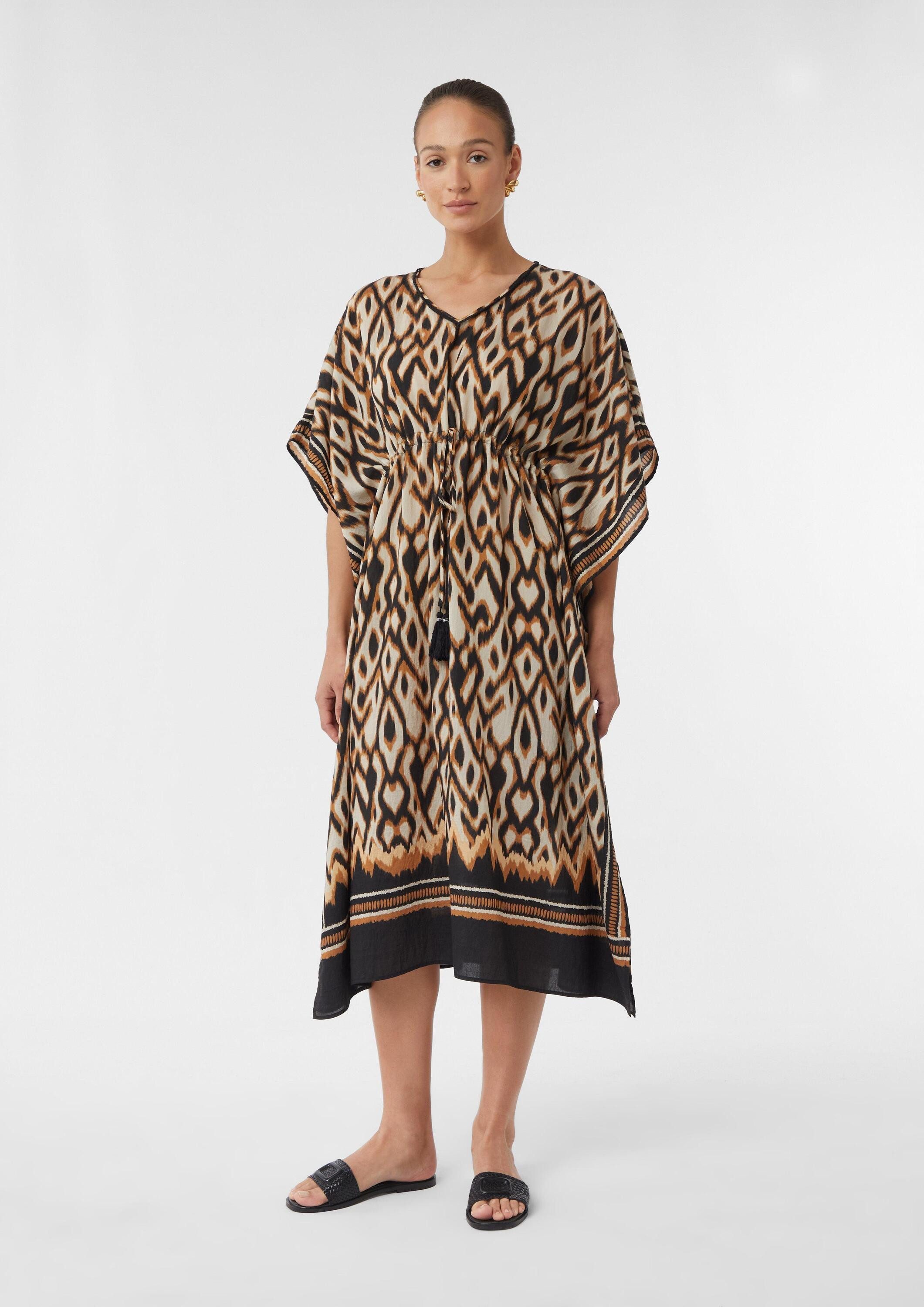comma Poncho Accessories Kaftan mit All-over-Print und Bindeband