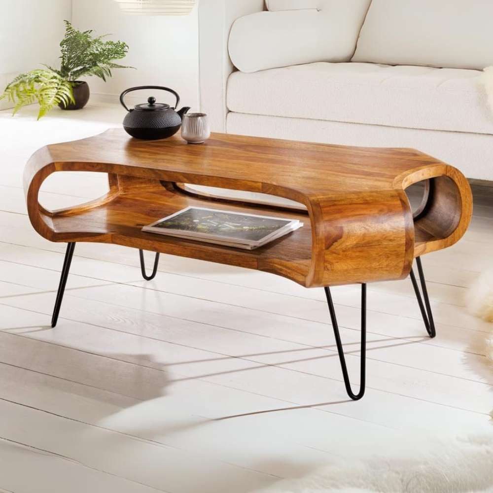 LebensWohnArt Couchtisch Design Couchtisch LIVE-RANIC ca.100cm Massivholz Palisander