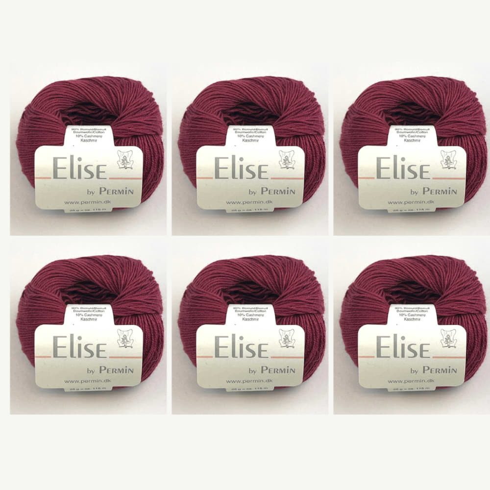 Permin 6x Elise by Permin – Luxuriöses Baumwoll-Kaschmir Garn (25g/115m) Häkelwolle, (embroidery kit by Marussia, 1-St., Hochwertiges Garn zum Stricken und Häkeln), Hochwertiges Garn zum Stricken und Häkeln