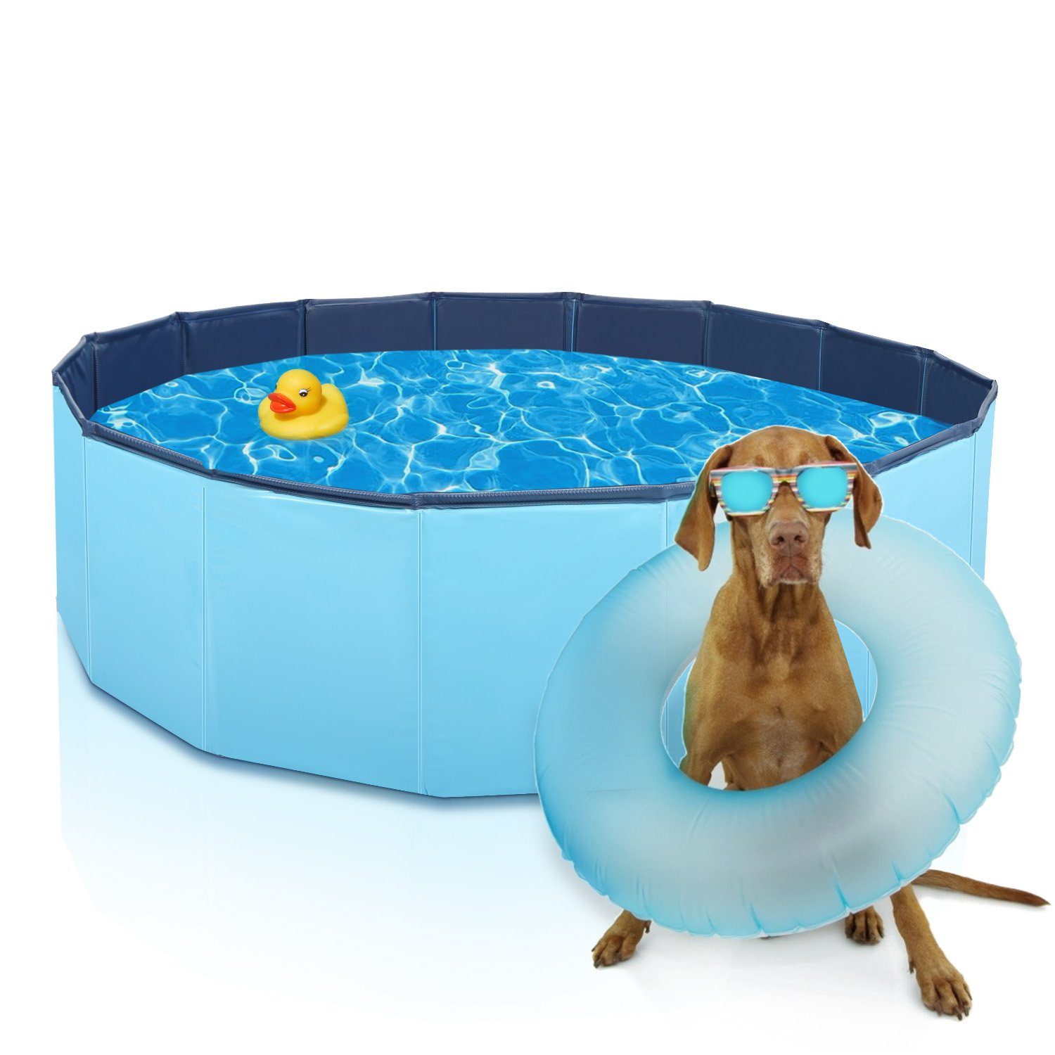 Hundepool 120x30cm Planschbecken für Große & Kleine Hunde, Anti-Rutsch Matte