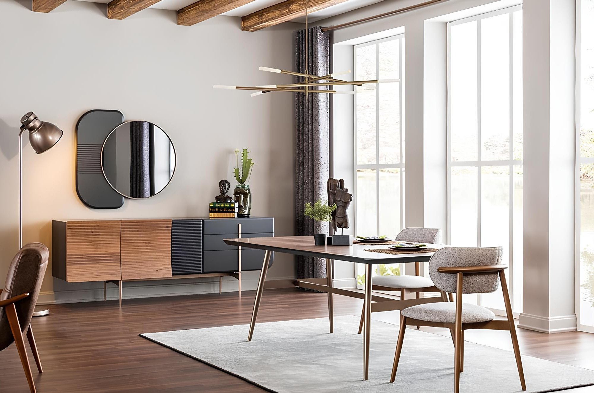 Xlmoebel Esszimmer-Set Essgruppe 7tlg Holz Braun mit Esstisch und Stühlen, (7-St), Made in Europa