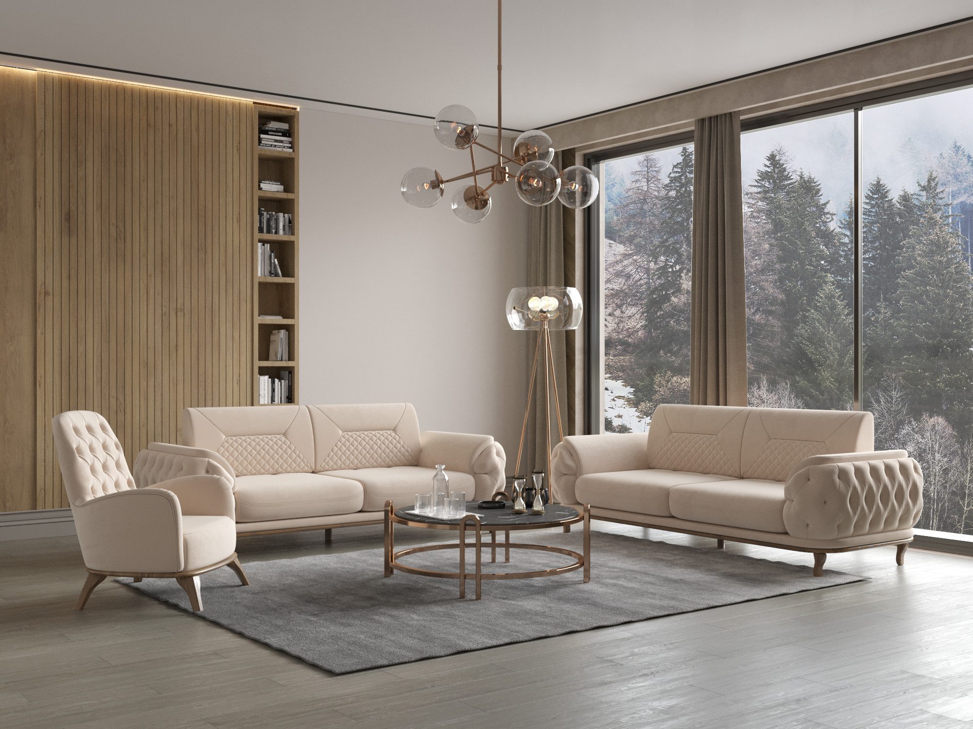 Möbeldreams Sofa Sofa-Set Ema 3-3-1 Modern Chesterfield günstig online kaufen