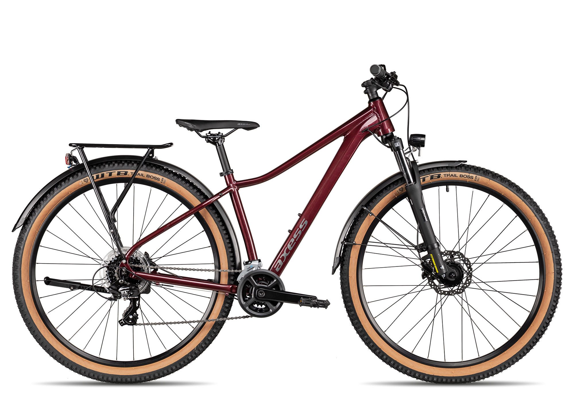 Axess Mountainbike Axess Meea DX 29, 16 Gang Shimano Tourney RD-TX800 Schaltwerk, Kettenschaltung, hydraulische Scheibenbremse rot/orange