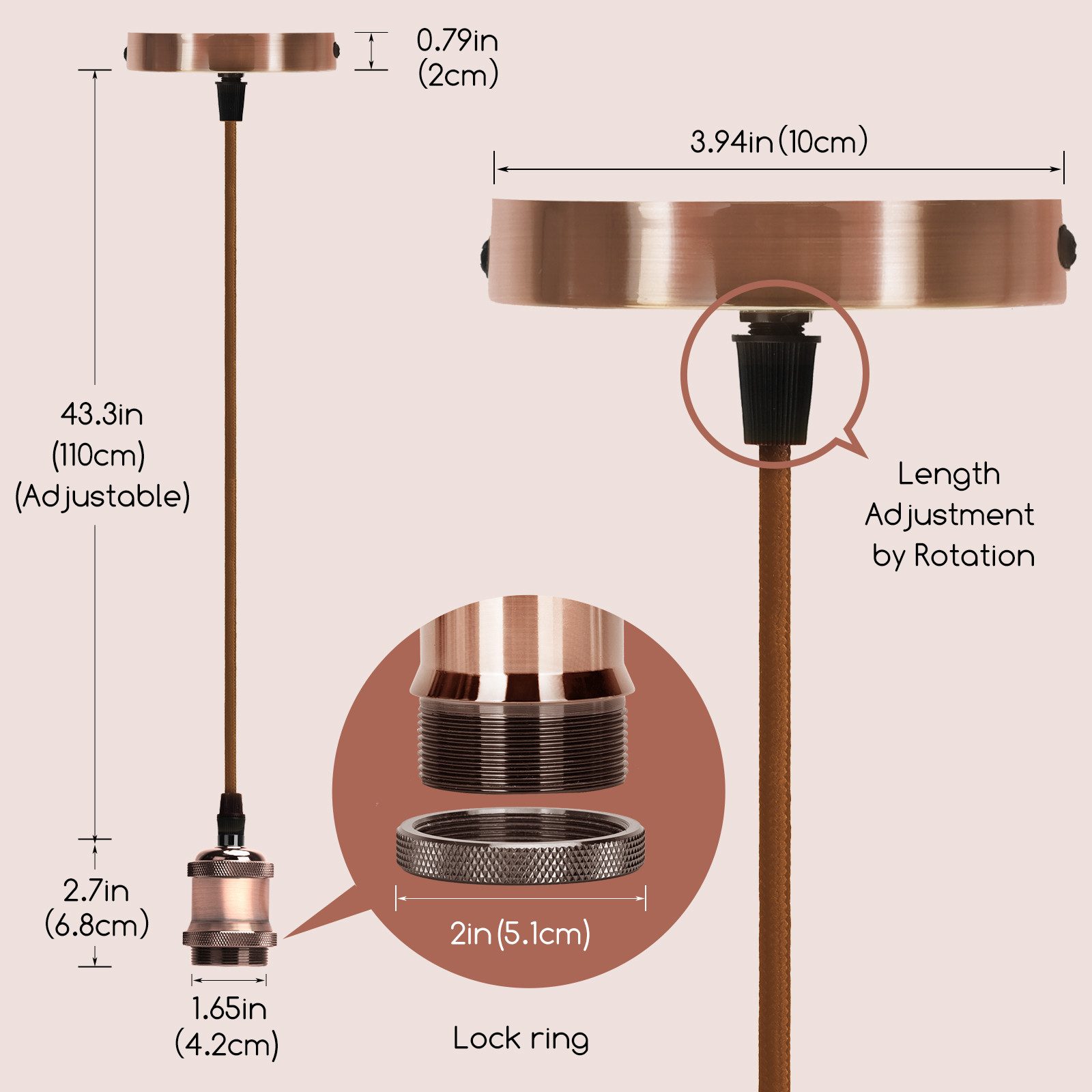 Aigostar LED-Leuchtmittel E27 Lampenfassungen Pendelleuchte Hängelampe Vintage Nostalgie Retro, Vintage Nostalgie Retro E27 Lampenfassung