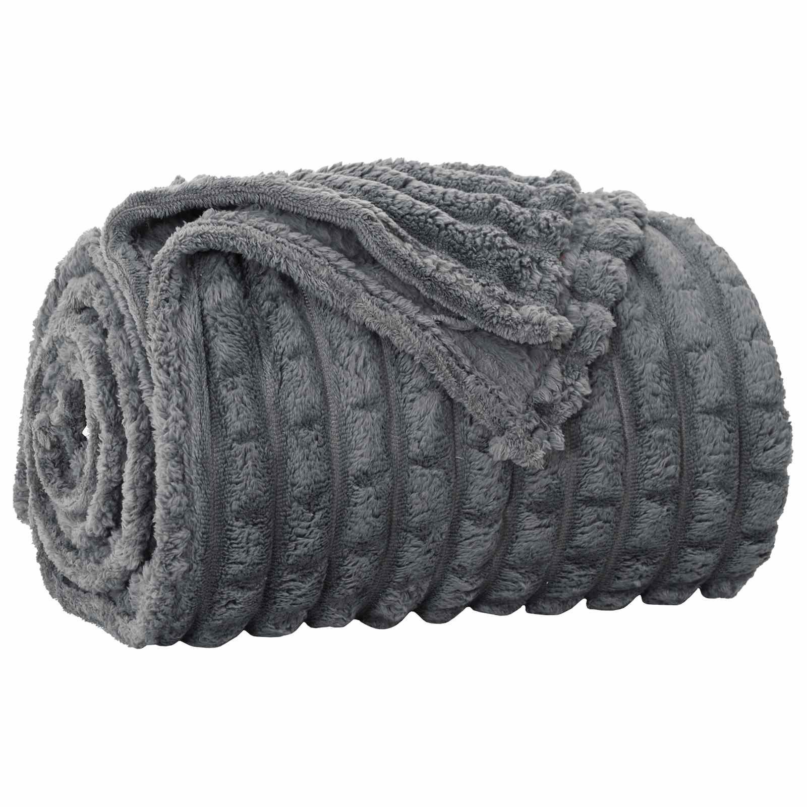 vidaXL Bettüberwurf Überwurfdecke Dunkelgrau 240 x 220 cm Fleece