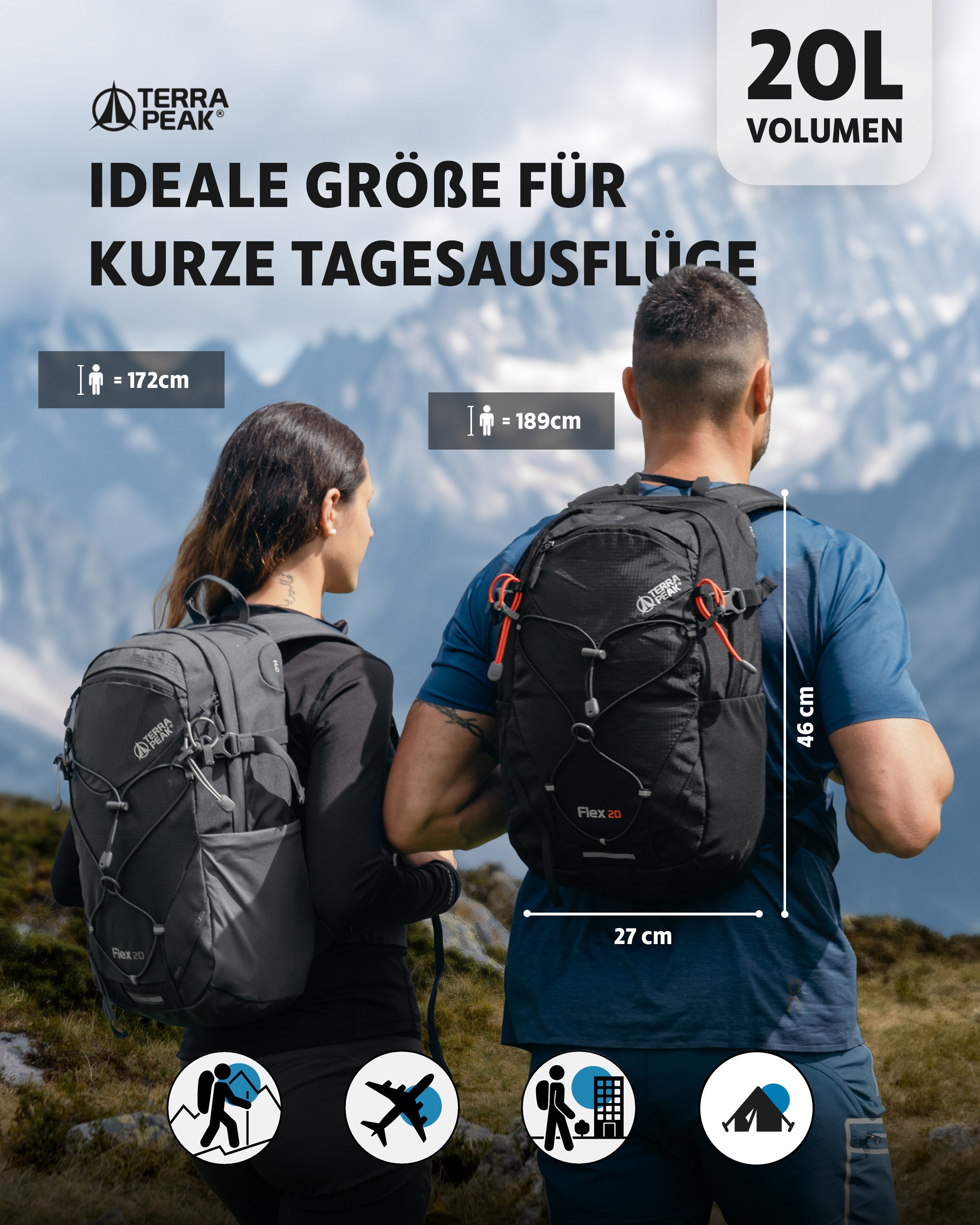Terra Peak Wanderrucksack Flex 20, 20L klein mit YKK Reißverschluss Trekkin günstig online kaufen
