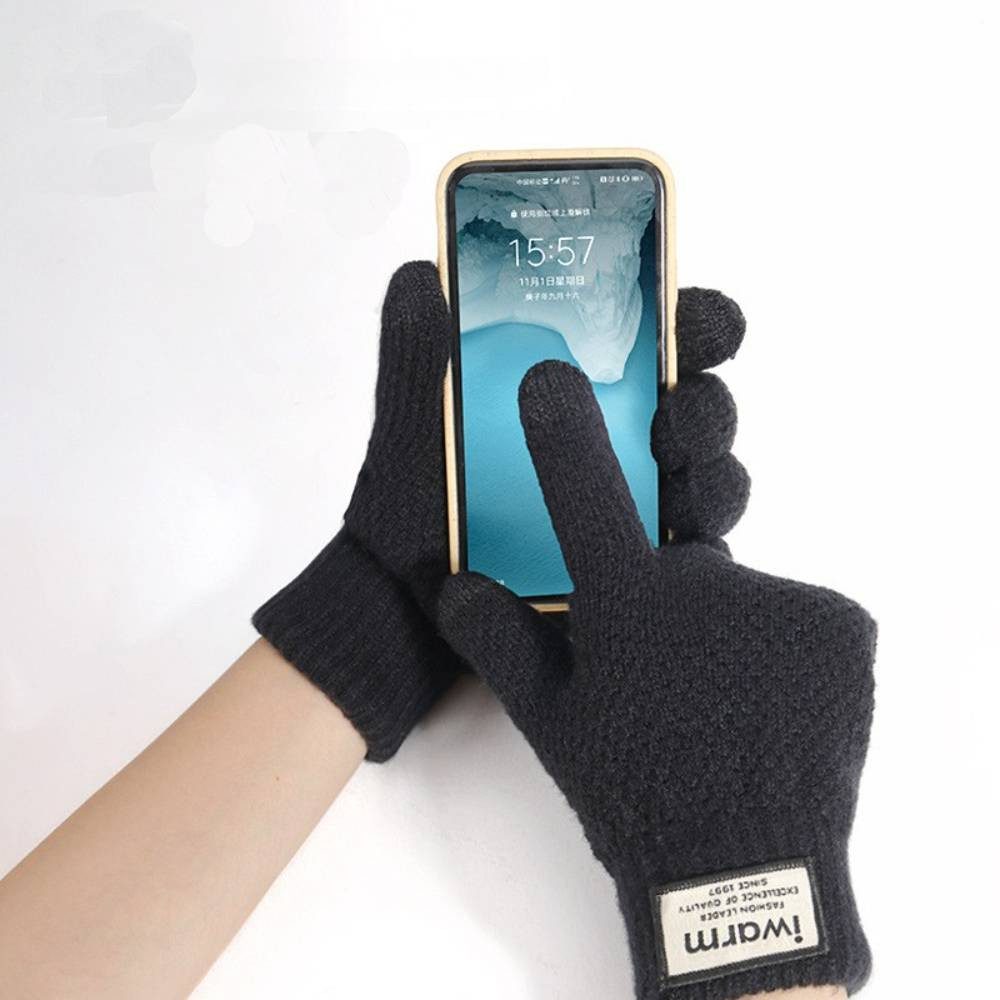 Blusmart Strickhandschuhe Strickhandschuhe für den Winter mit Touchscreen (Doppel-schicht Warme, Einheitsgröße, Unisex) Für Radtouren im Freien, warme Strickhandschuhe