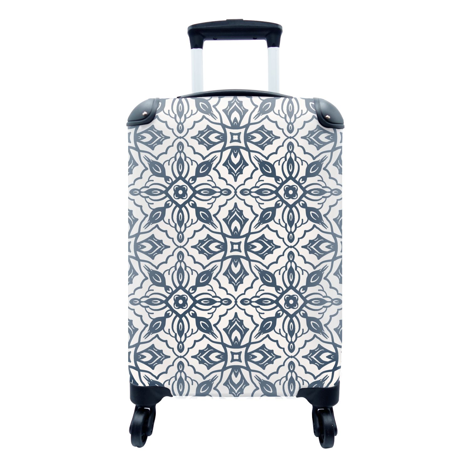 MuchoWow Handgepäckkoffer Muster - Mandala - Blau, 4 Rollen, Reisetasche mit rollen, Handgepäck für Ferien, Trolley, Reisekoffer