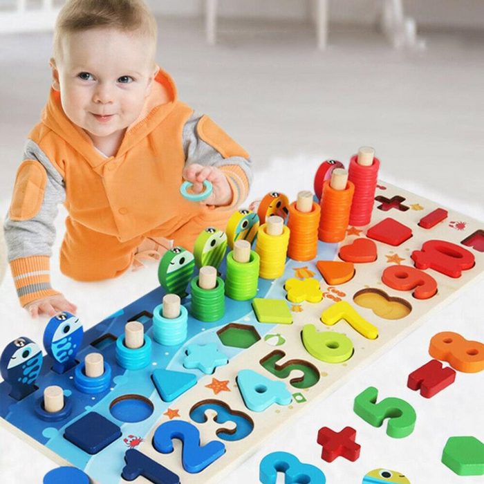 GelldG Puzzle Holz-Puzzle mit Zahlen für Kinder Montessori Spielzeug für Kinder Puzzleteile