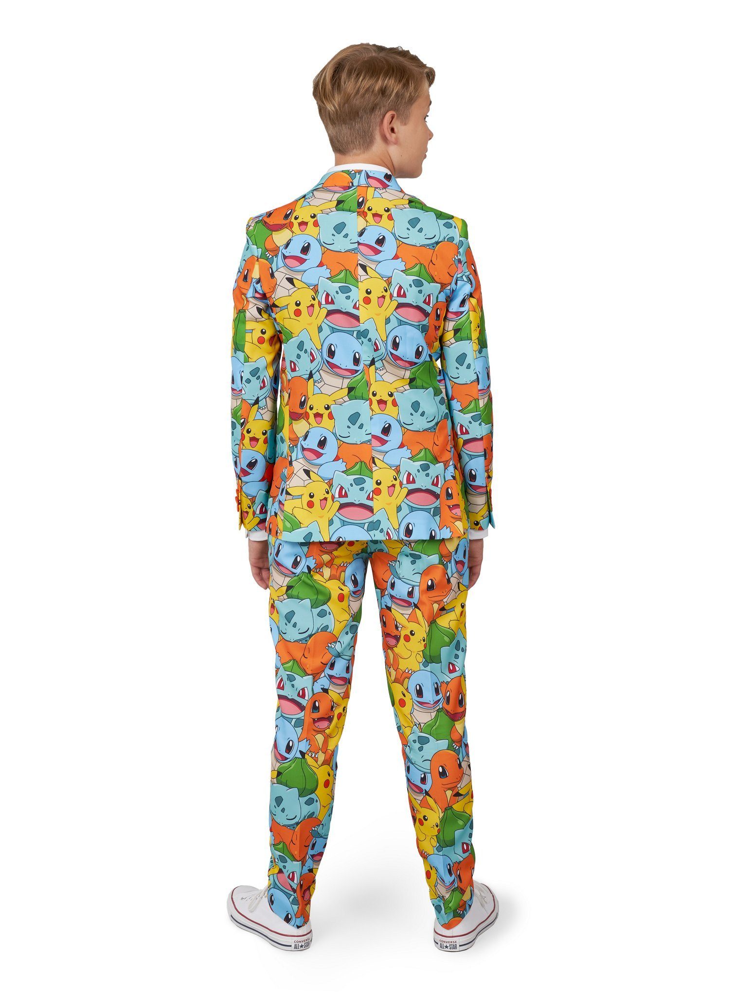 Opposuits Partyanzug Teen Pokémon - Kostüm Anzug für Karneval, Knallbunter Pokémon-Anzug mit Pikachu & Co.