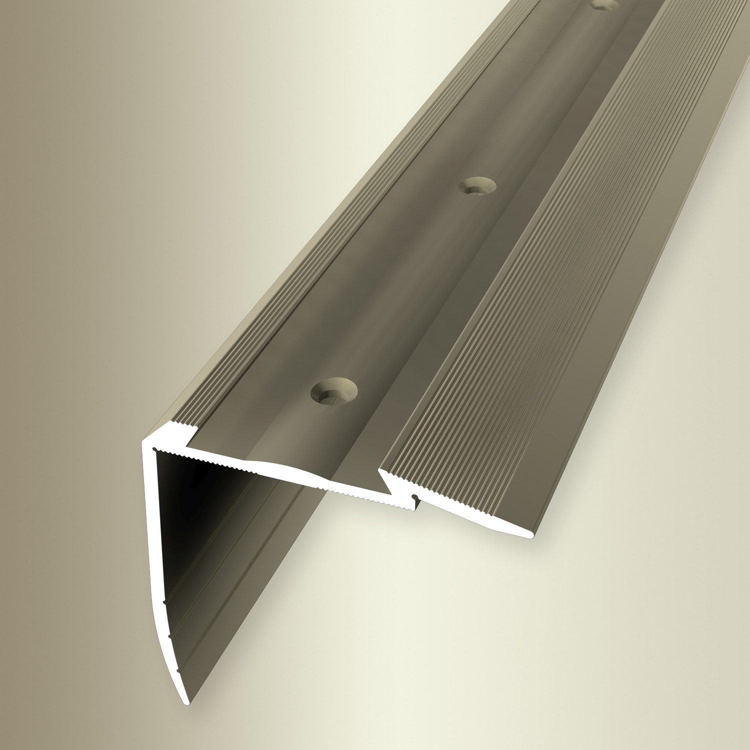 Küberit Treppenkantenprofil 49.7 x 54 x 2500 mm Winkelprofil Sand Gebohrt Aluminium