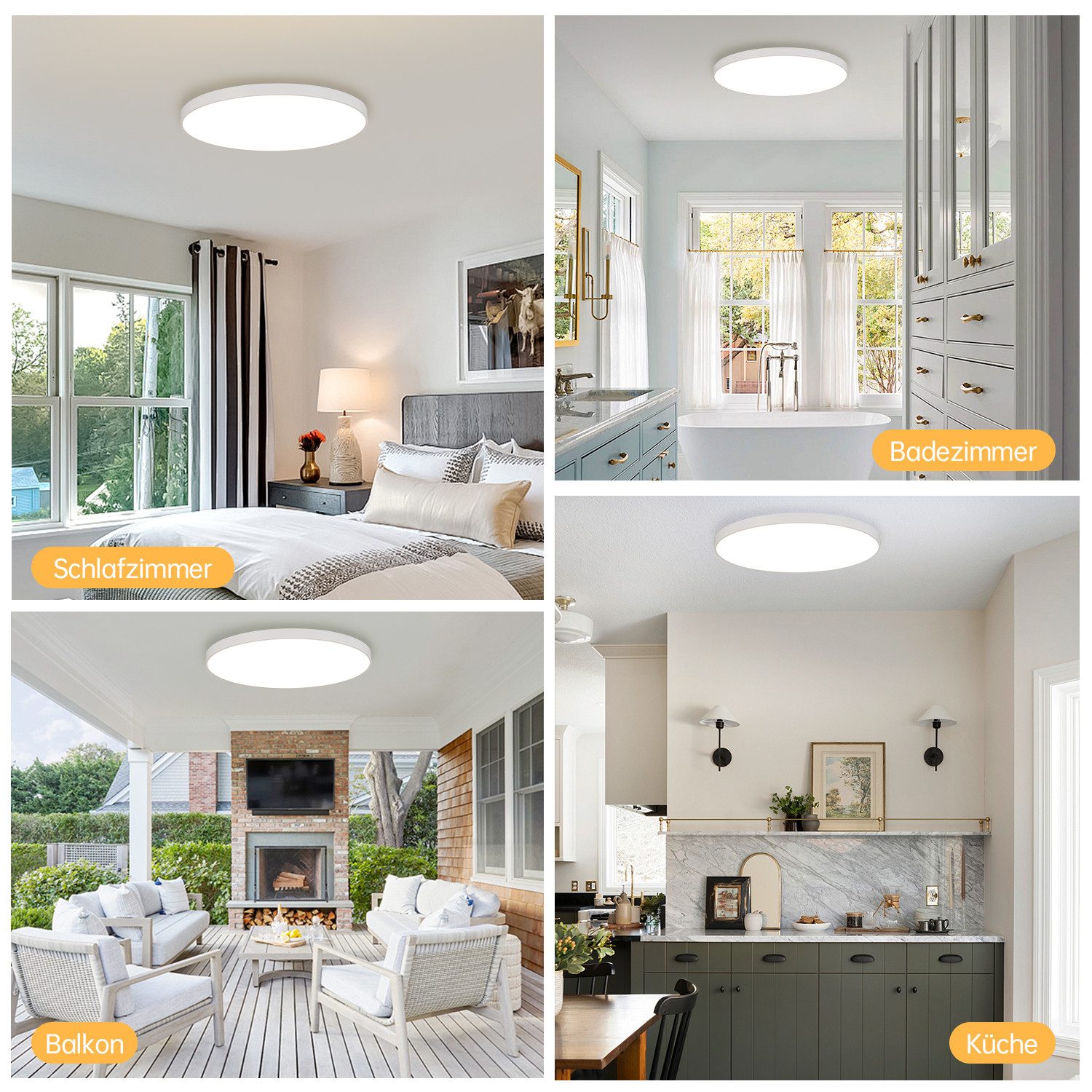 JDONG LED Deckenleuchte Flach Rund Weiß 23cm/30cm/37cm/40cm/50cm Deckenlamp günstig online kaufen