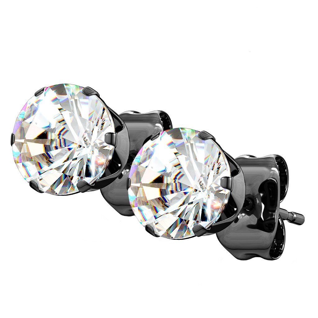 Paar Ohrstecker Ohrringe Stecker Ohrstecker Kristall Diamant Form Rund Solitär Tropfen