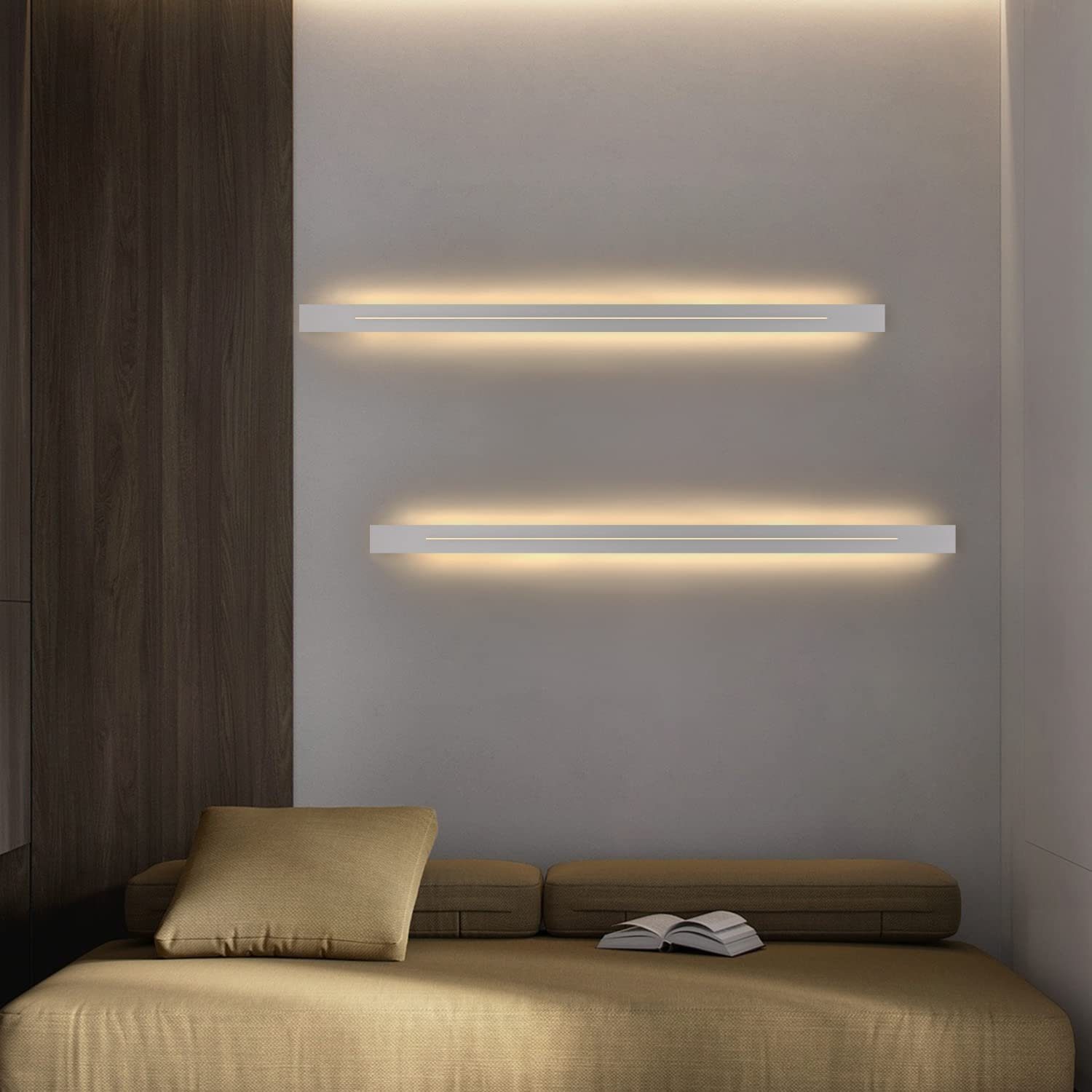 Nettlife LED Wandleuchte LED Wandleuchte 100cm Weiß warmweiß schlanke, LED fest integriert, Warmweiß, für Treppenhaus Schlafzimmer Flur Wohnzimmer Kinderzimmer