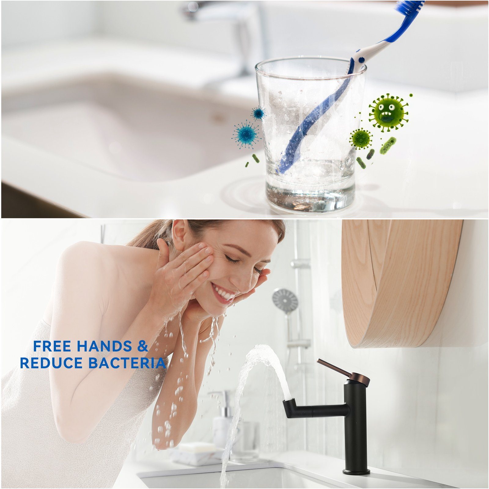 Armatur Badezimmer Bad Badarmatur Waschtischarmatur für Waschbecken Waschtisch Lonheo Schwarz Wasserhahn 360°