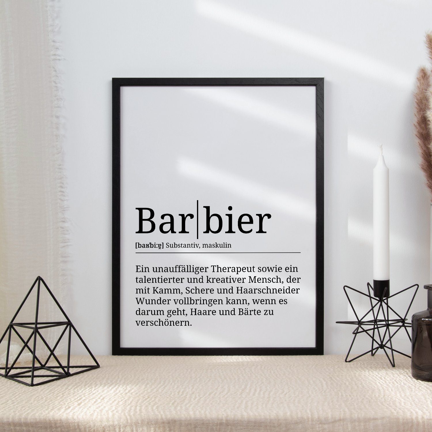 Tigerlino Poster Barbier Definition Geschenk Barber Mitarbeiter Wandbild
