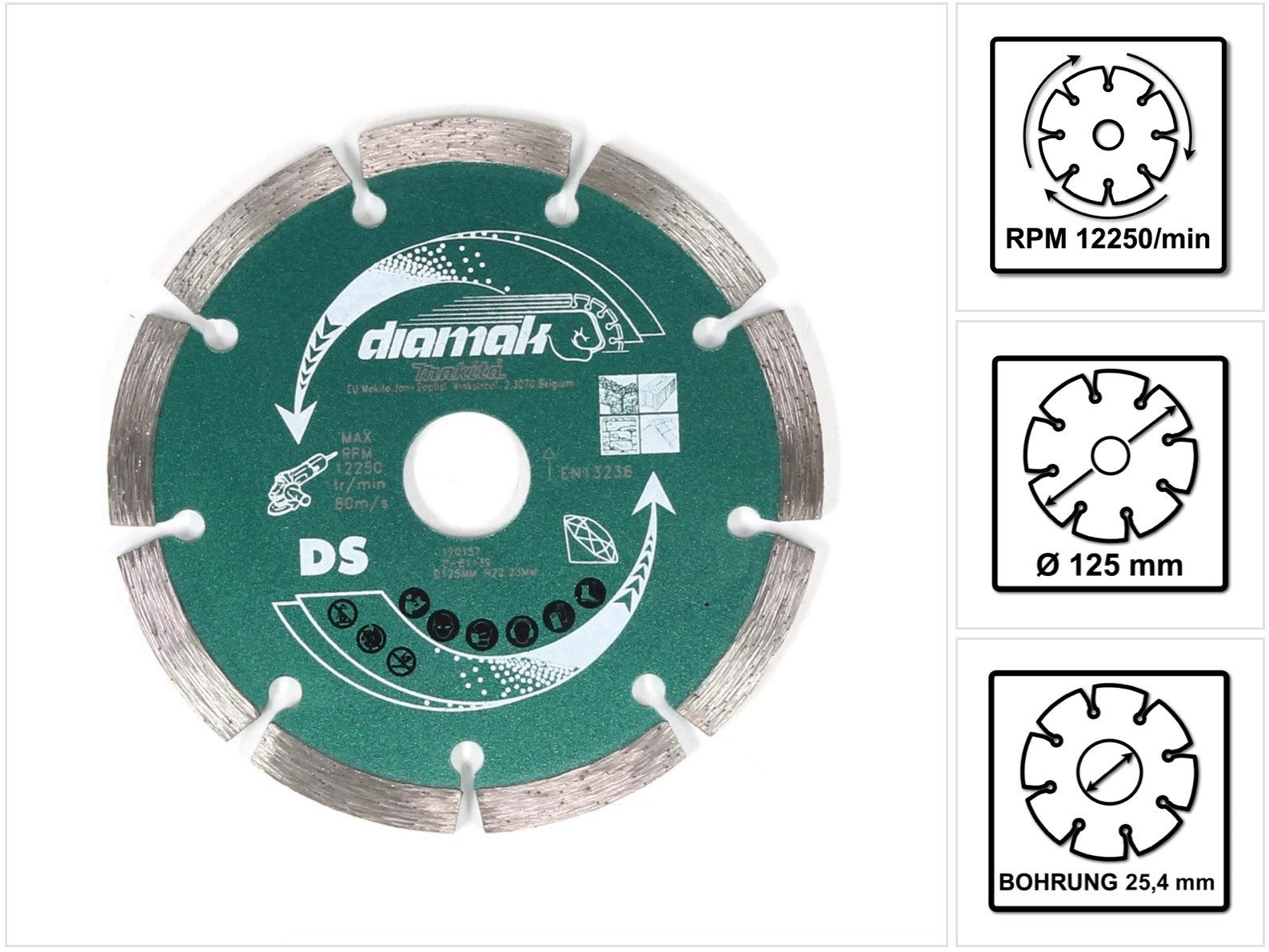Makita Diamanttrennscheibe Diamak 125 mm 1 Stk. (D-61139) Diamant Trennscheibe für Stein, Beto