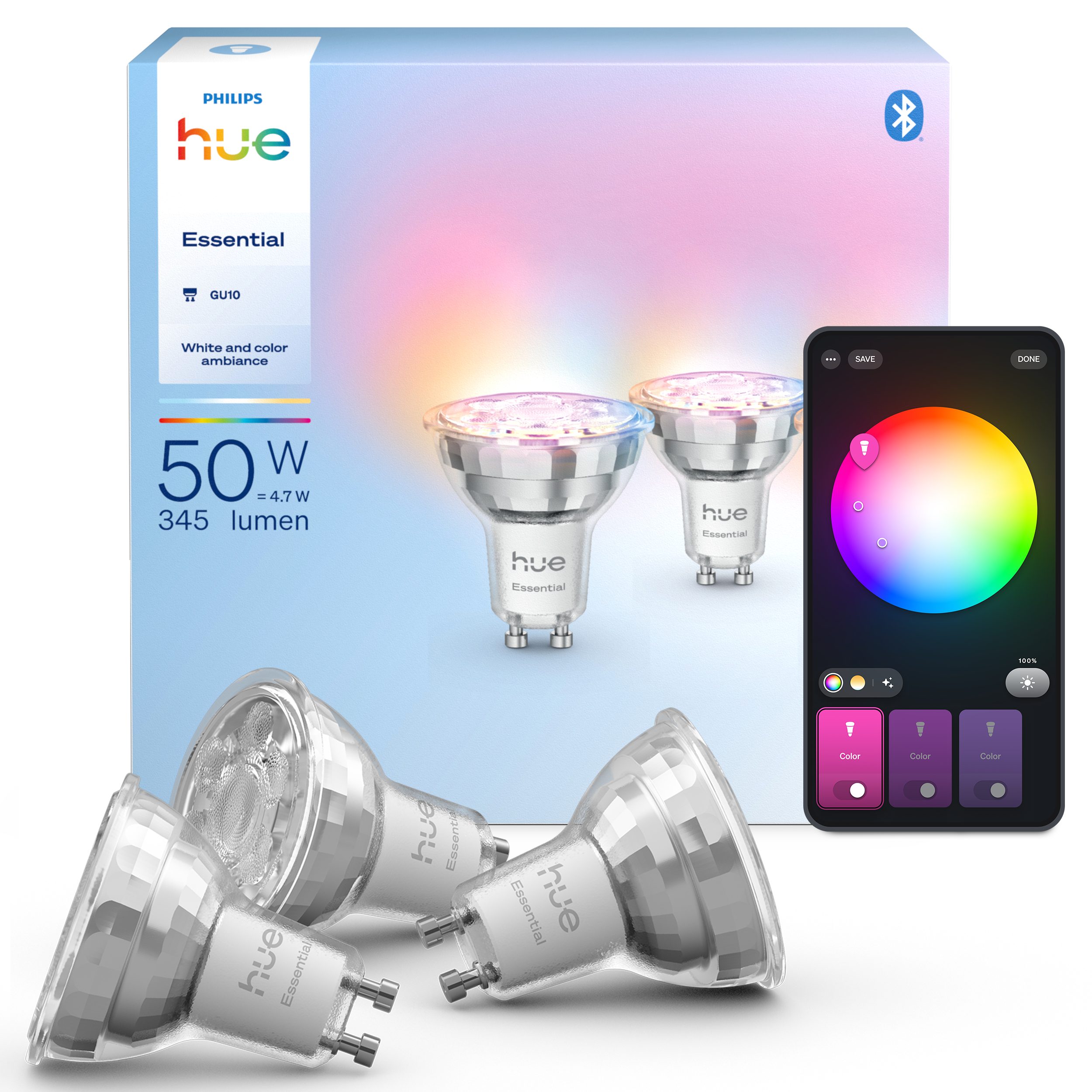 Philips Hue LED-Leuchtmittel Essential White & Color Ambiance smarte Lampe, günstig online kaufen