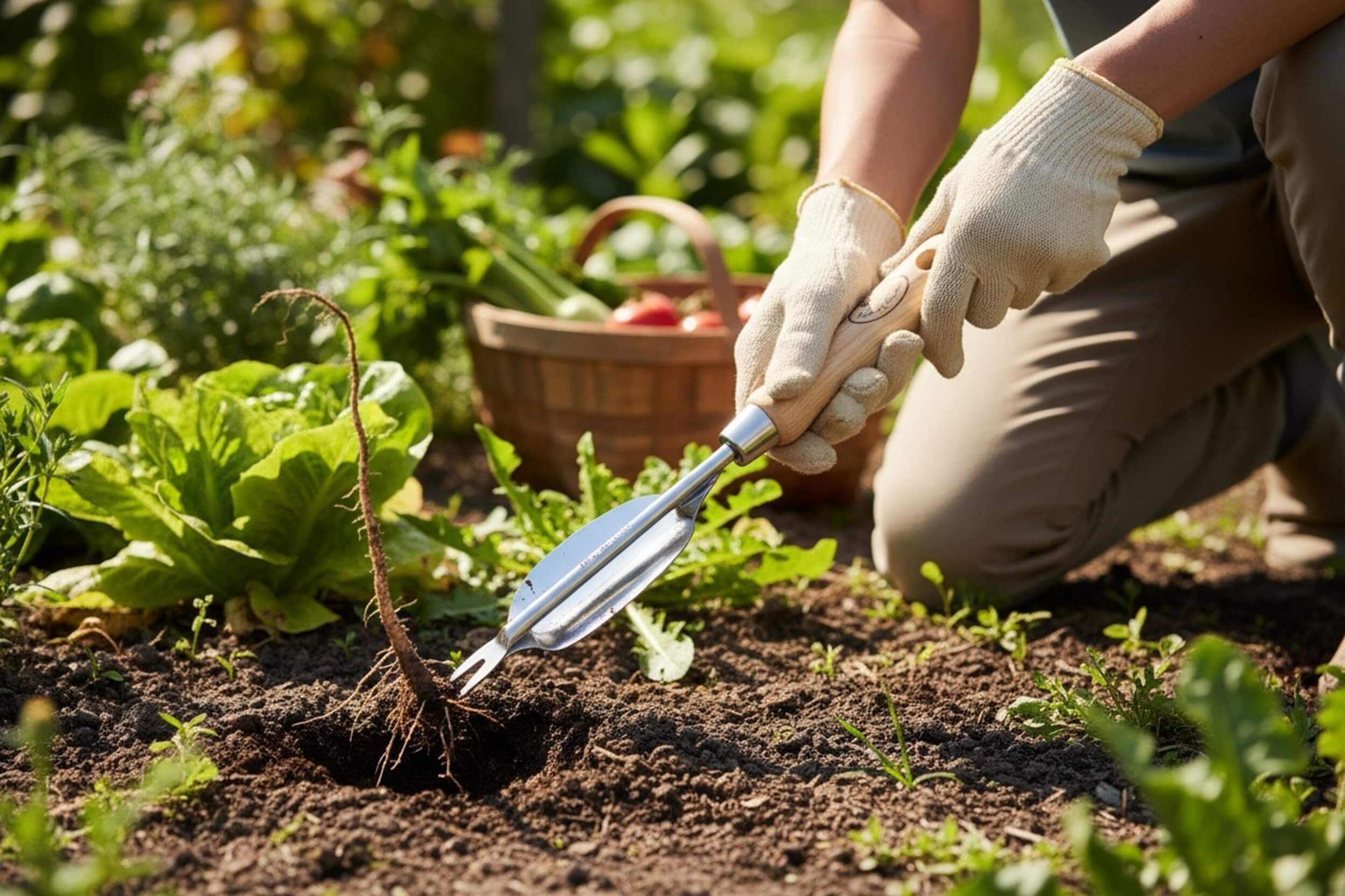 degawo Gartenpflege-Set Pfahlwurzeljäter aus Edelstahl mit Eschenholzgriff für Gartenpflege