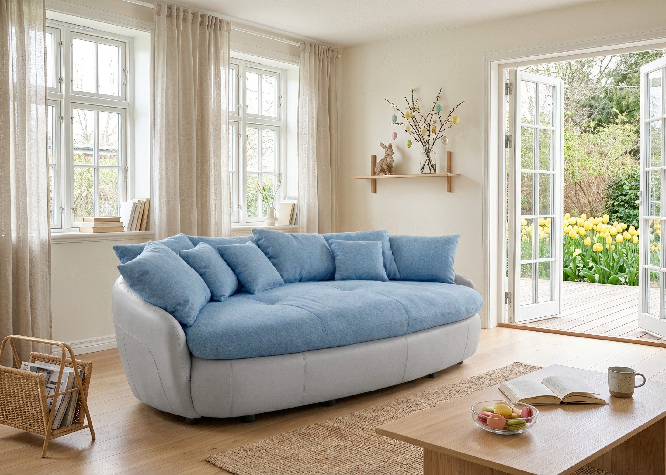COTTA Big-Sofa Aruba, gemütliches Megasofa in XXL in organischer Form mit vielen Kissen