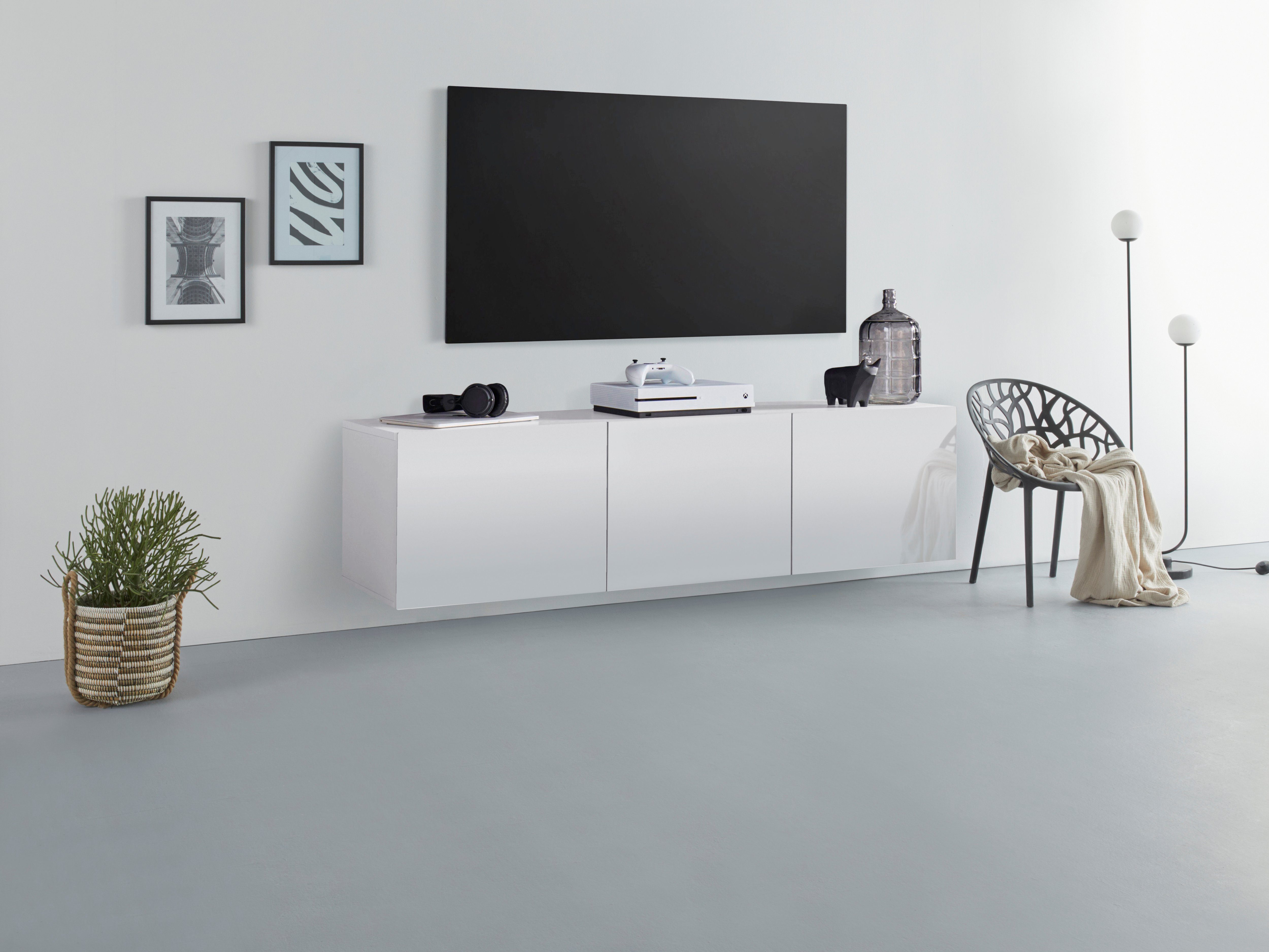 borchardt Möbel Lowboard Sophia, TV-Schrank mit 3 Türen, hängend oder stehend, Breite 139 cm mit 3 Türen, stehend und hängend