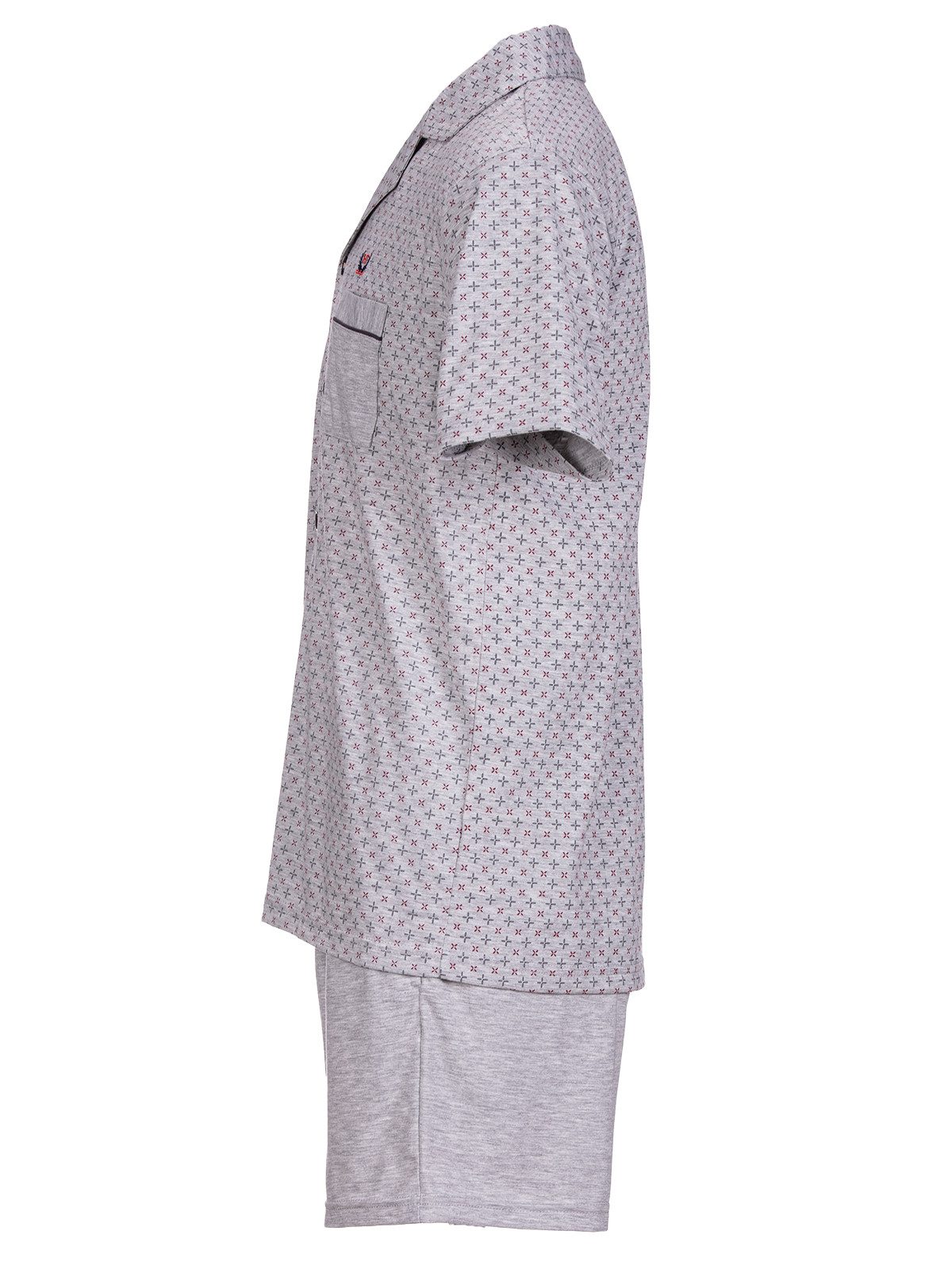 Henry Terre Shorty Karl Uni Shorts Brusttasche Pyjama Set Kurz – Bild 4 von 5
