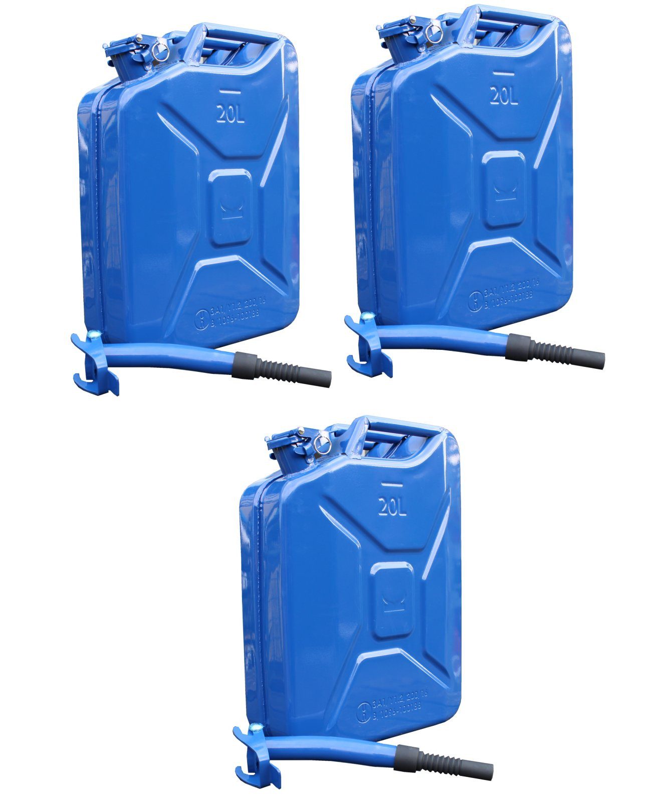 Kanister 3x Benzinkanister + Ausgießer dunkelblau Kraftstoffkanister 20l